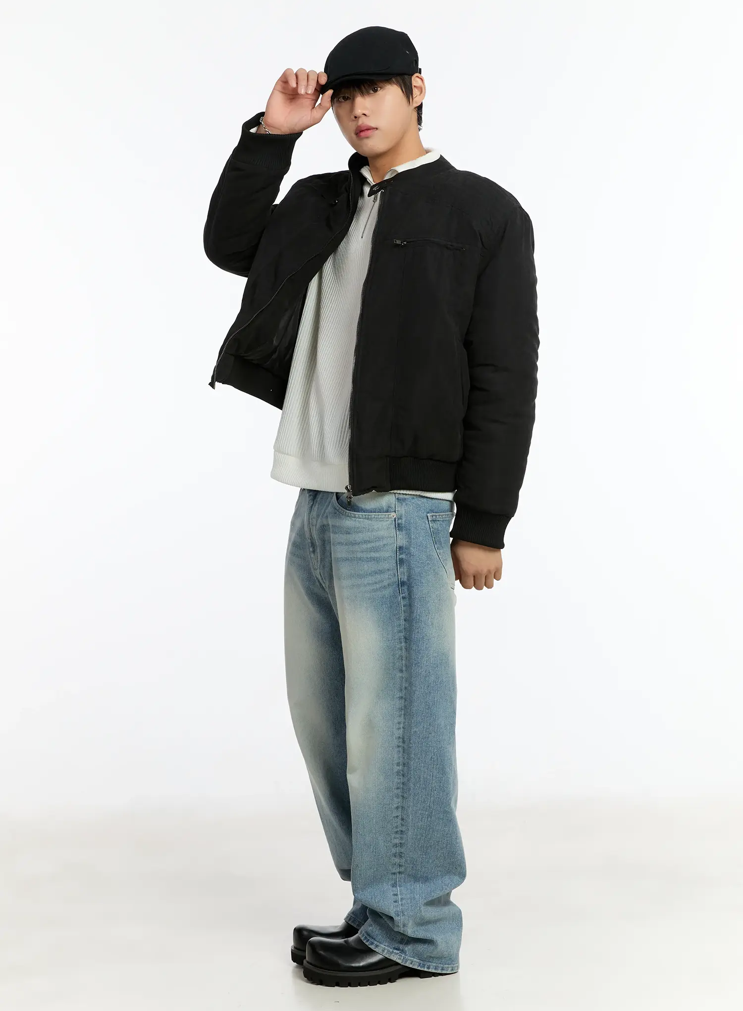 Men's Washed Wide-Fit Baggy Jeans IM503 - Image 7