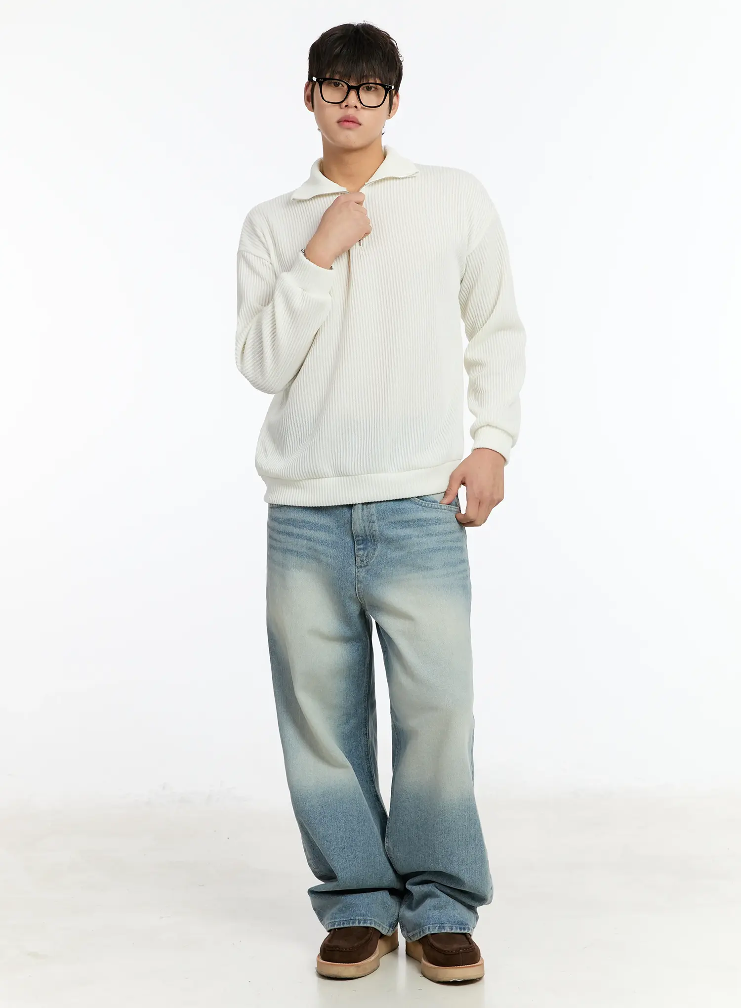 Men's Washed Wide-Fit Baggy Jeans IM503 - Image 8