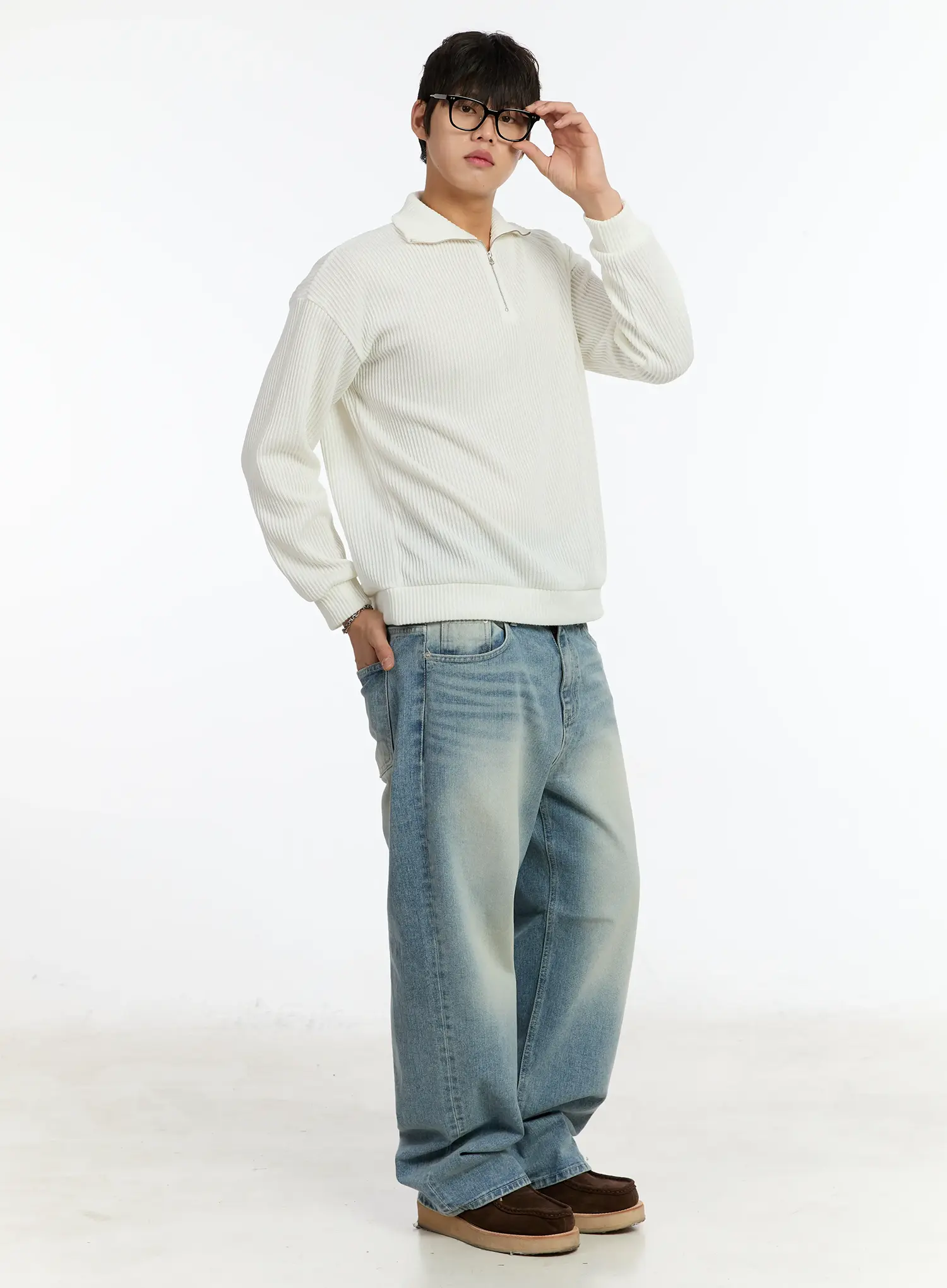 Men's Washed Wide-Fit Baggy Jeans IM503 - Image 9