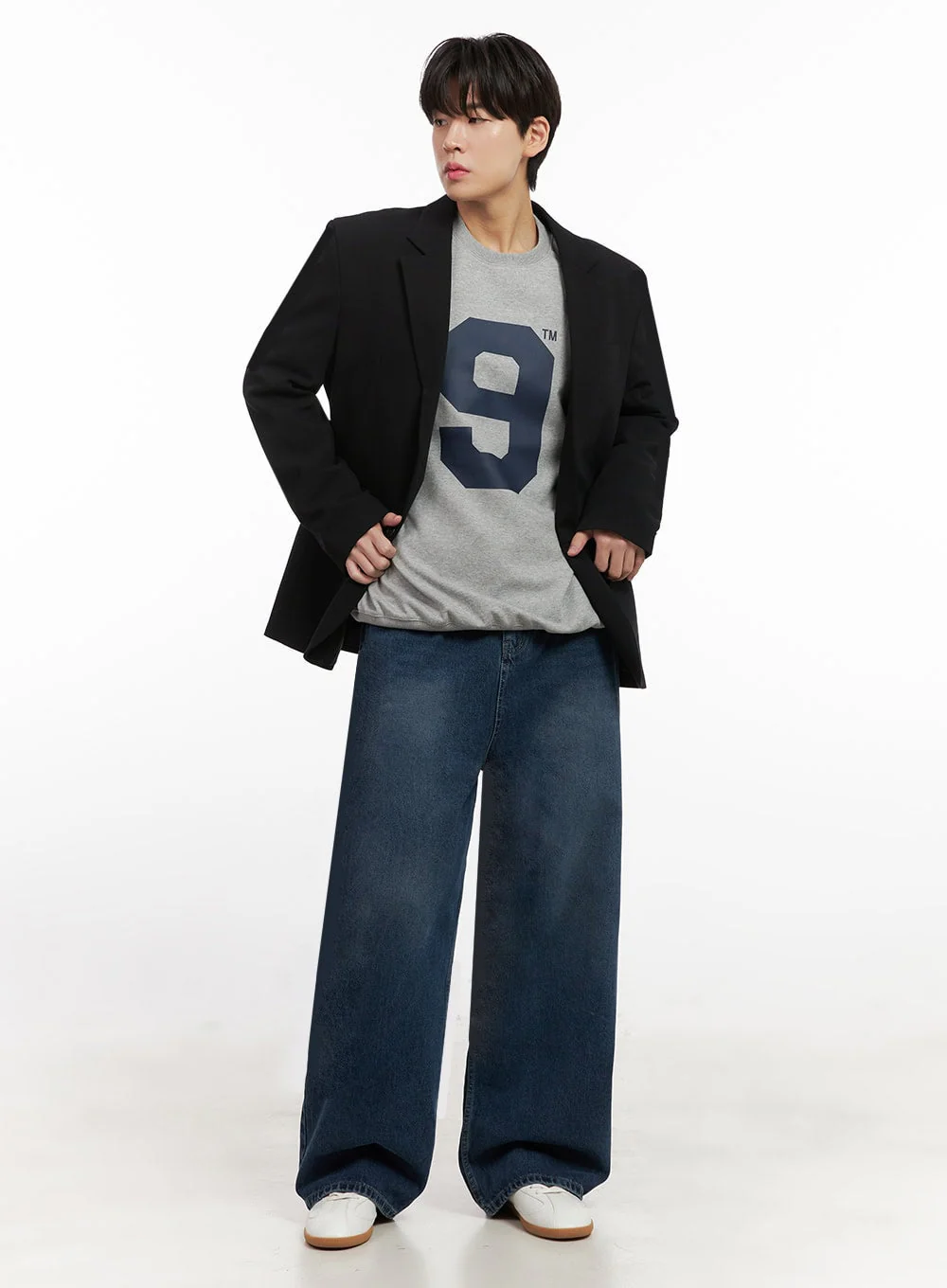 Men's Washed Wide-Fit Denim Jeans IJ517 - Image 3