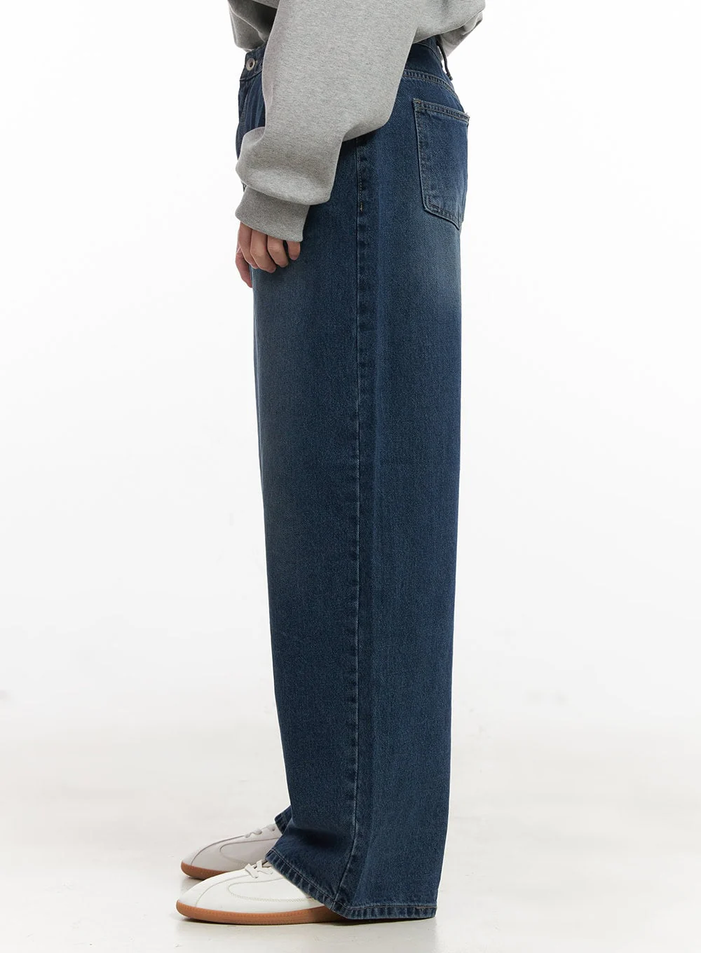 Men's Washed Wide-Fit Denim Jeans IJ517 - Image 4