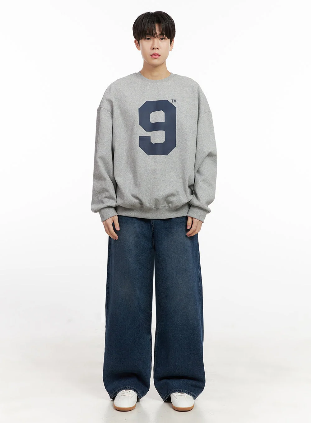 Men's Washed Wide-Fit Denim Jeans IJ517 - Image 6