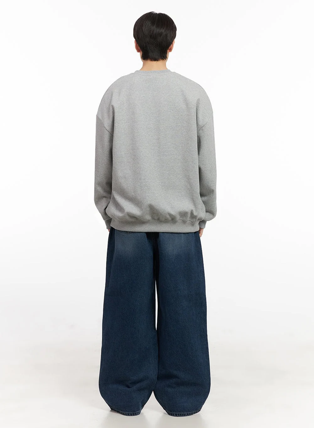 Men's Washed Wide-Fit Denim Jeans IJ517 - Image 8
