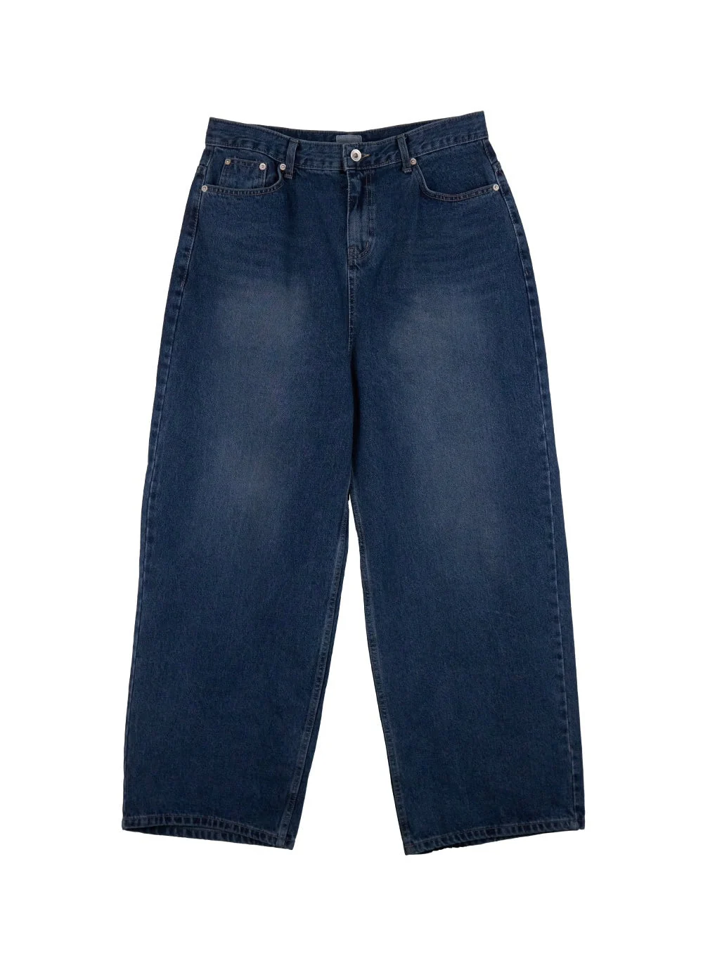 Men's Washed Wide-Fit Denim Jeans IJ517 - Image 9