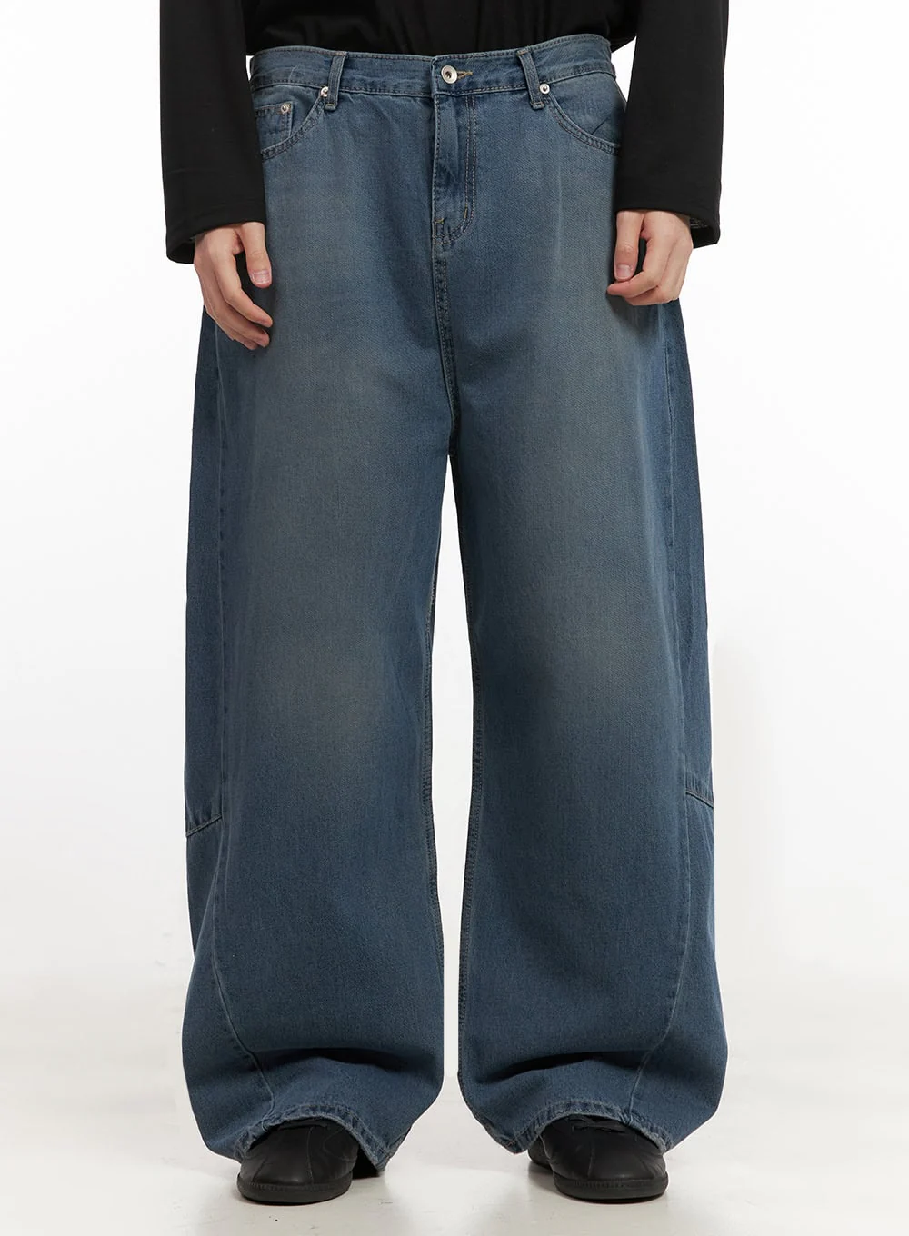 Men's Washed Wide-Fit Jeans IJ517 - Image 2