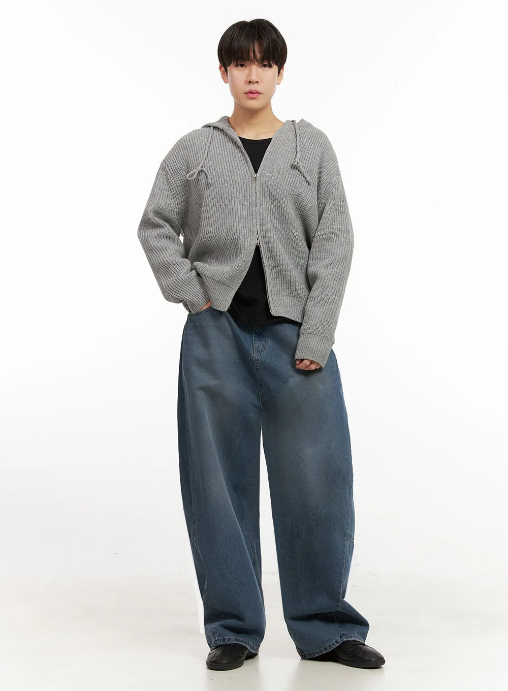 Men's Washed Wide-Fit Jeans IJ517 - Image 3