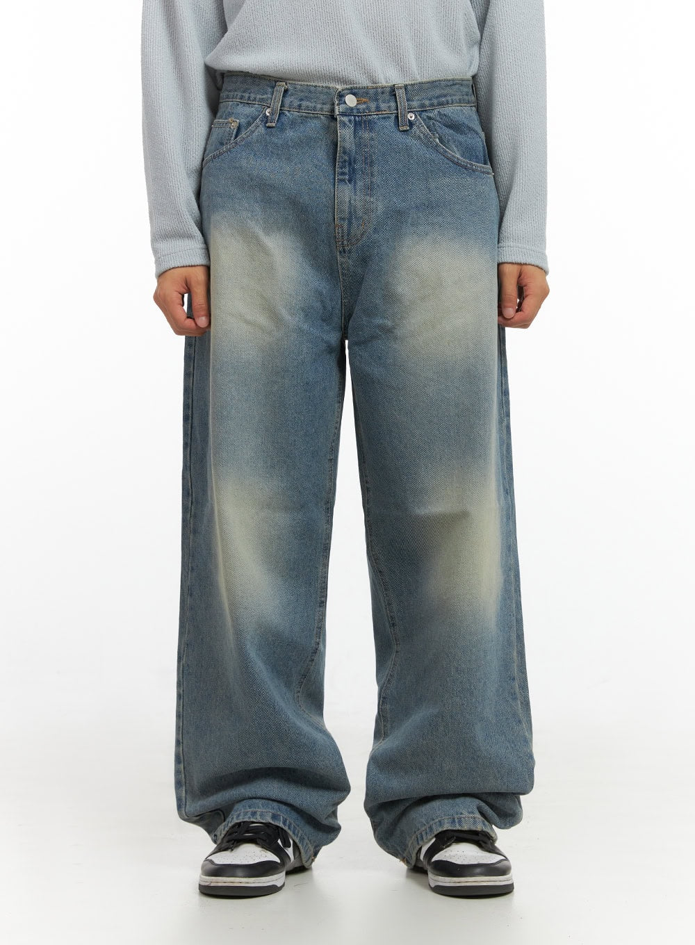 Men's Washed Wide Fit Jeans IO420 - Image 2
