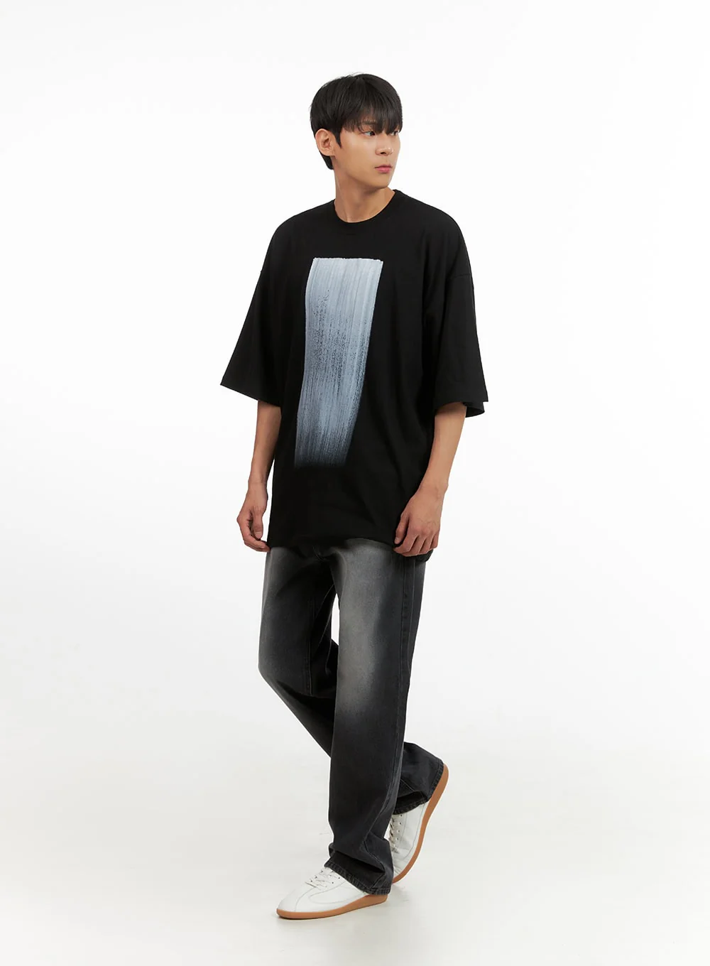 Men's Washed Wide Fit Jeans IU418 - Image 6
