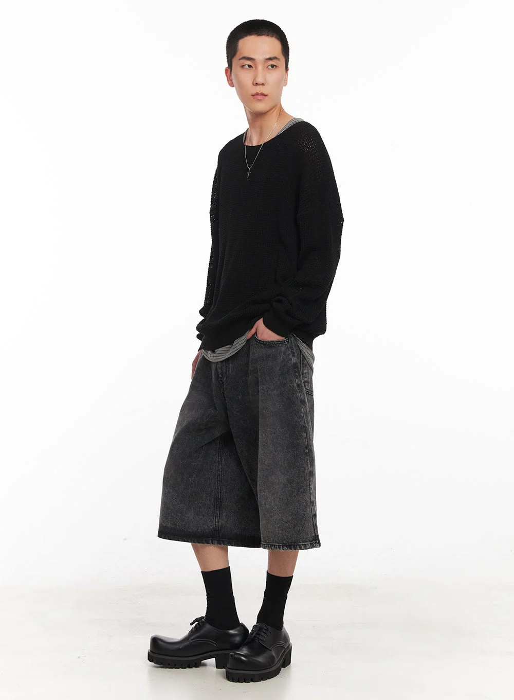 Men's Washed Wide-Fit Jorts IY505 - Image 11