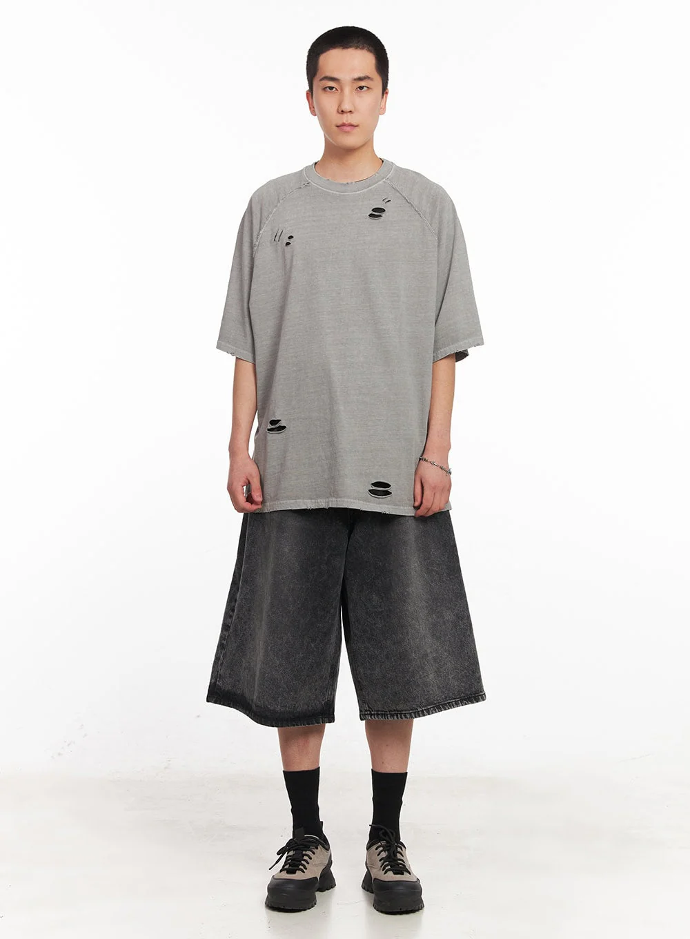 Men's Washed Wide-Fit Jorts IY505 - Image 5