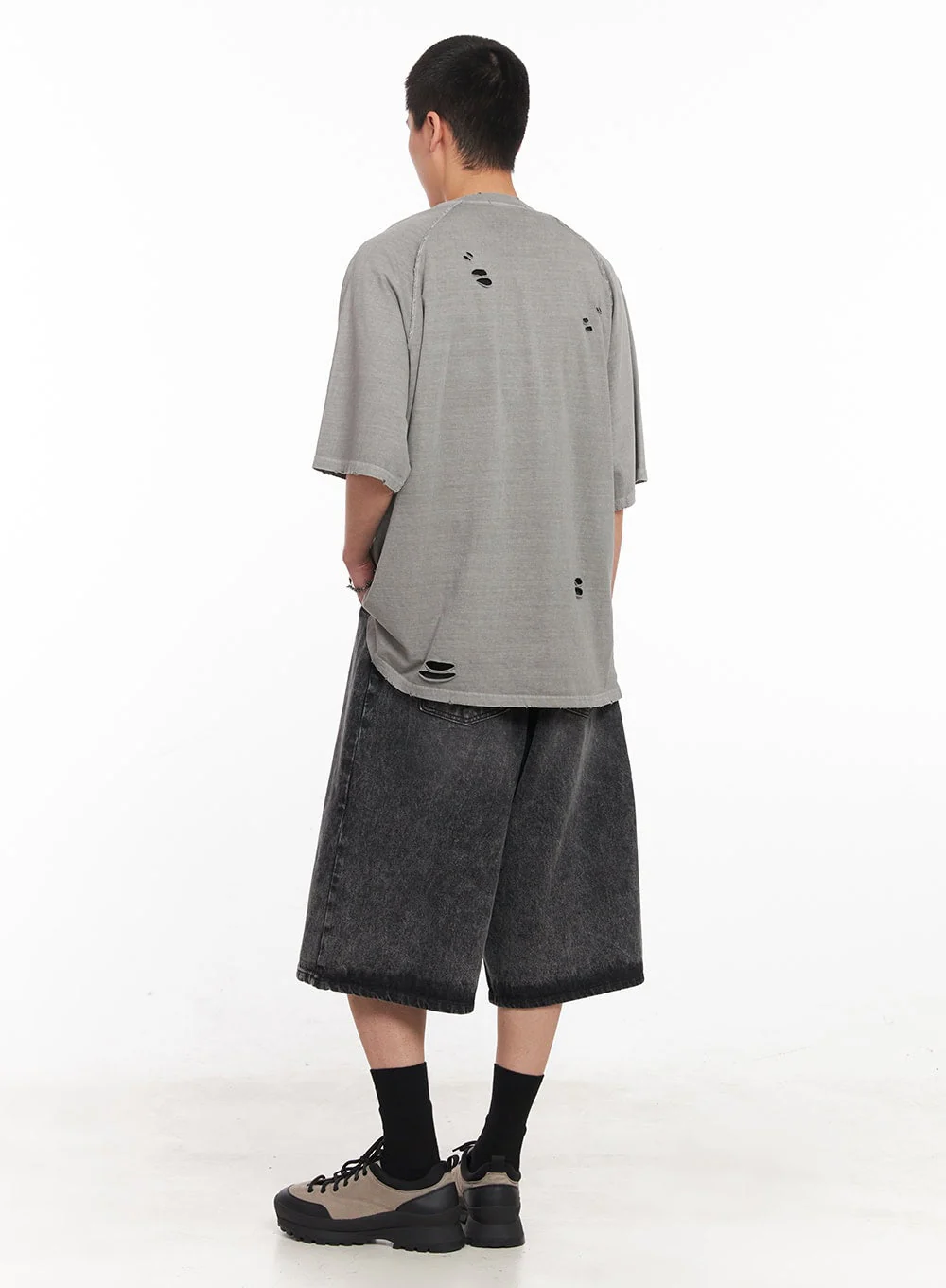 Men's Washed Wide-Fit Jorts IY505 - Image 7