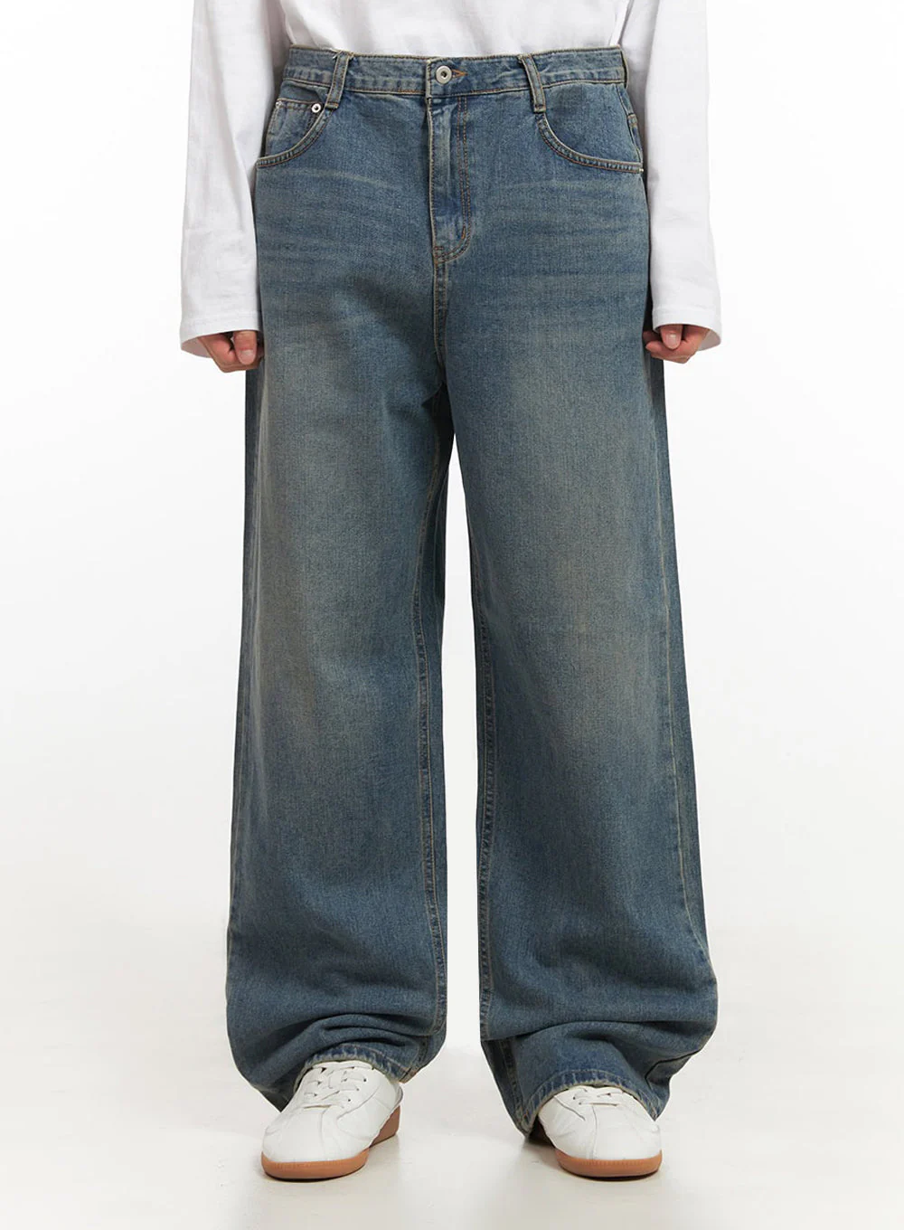 Men's Washed Wide-Leg Jeans IF517 - Image 5