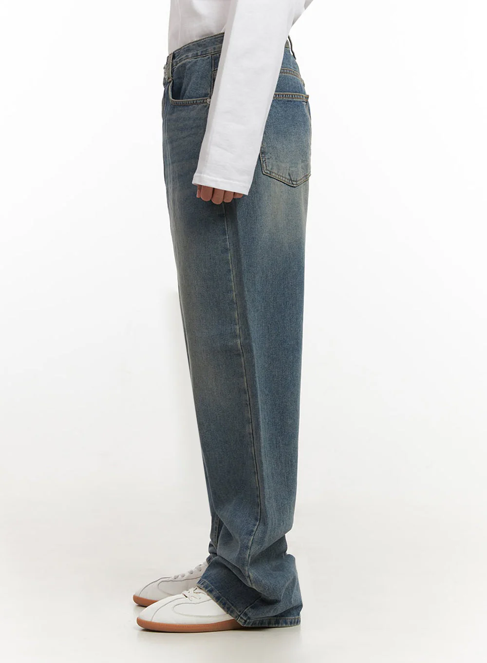 Men's Washed Wide-Leg Jeans IF517 - Image 7