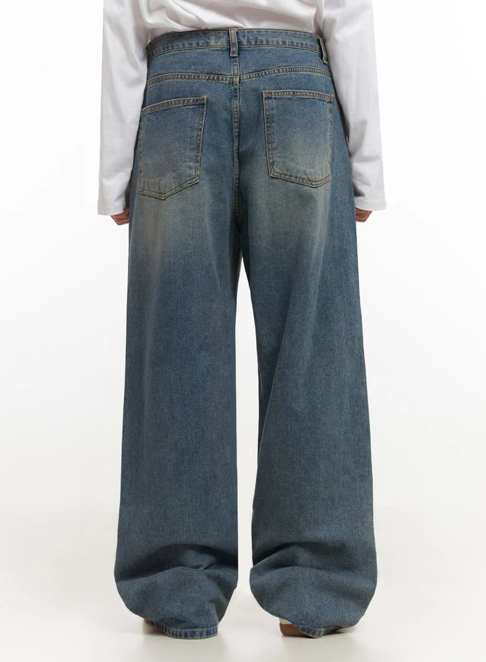 Men's Washed Wide-Leg Jeans IF517 - Image 8