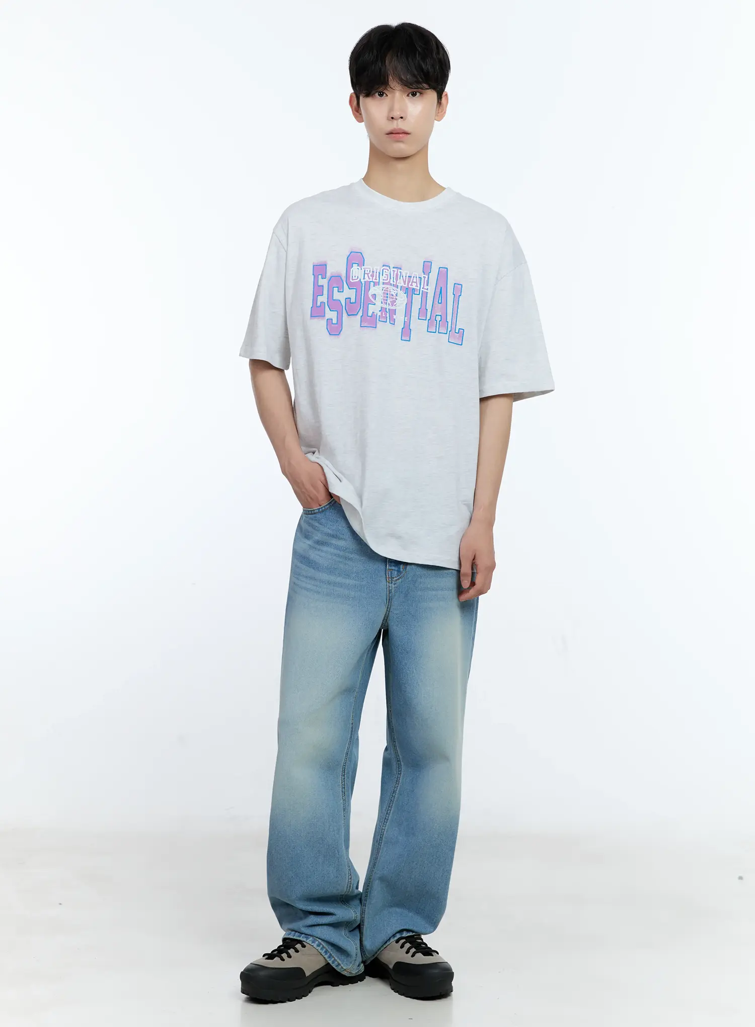 Men's Washed Wide-Leg Jeans IL529 - Image 13