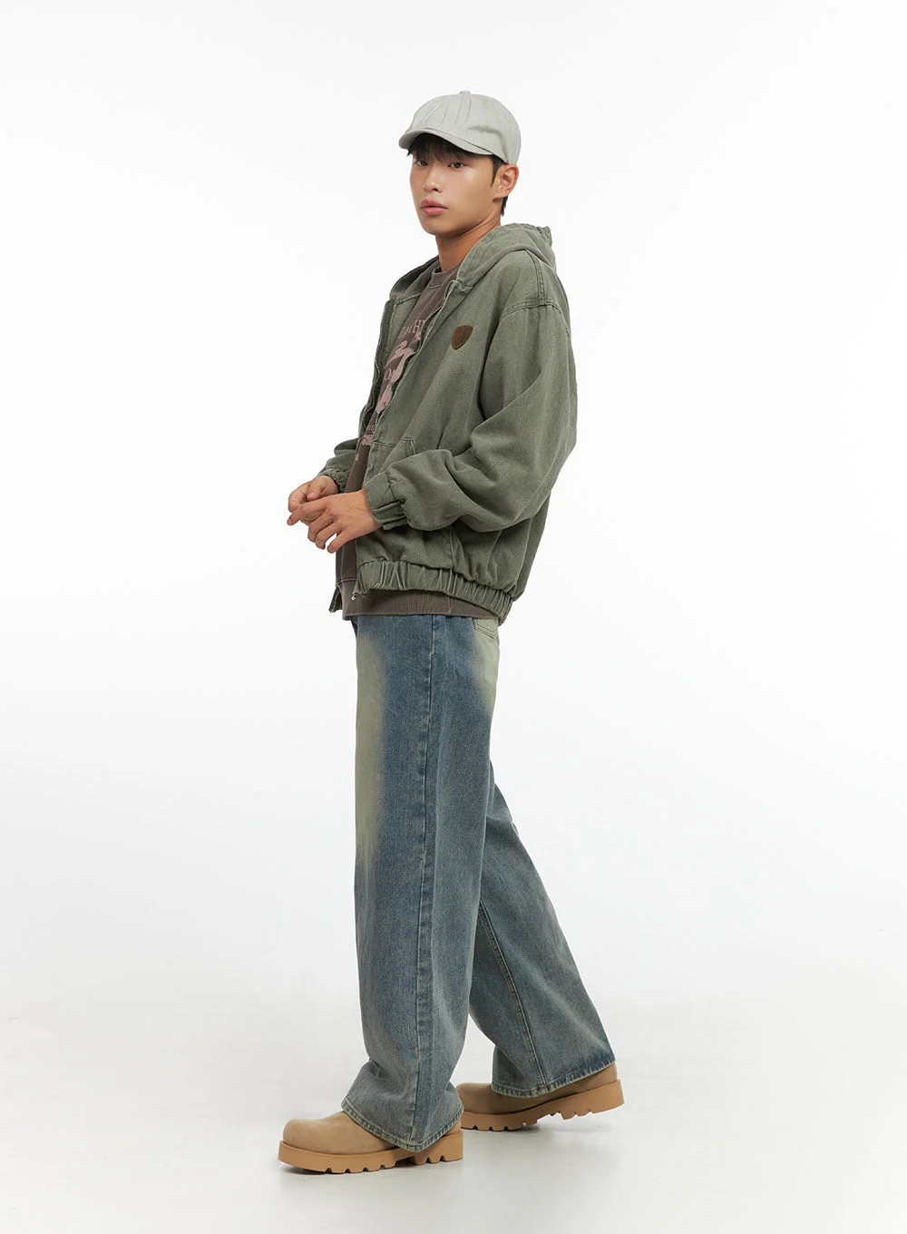 Men's Washed Zip Up Hooded Jacket IO420 - Image 9