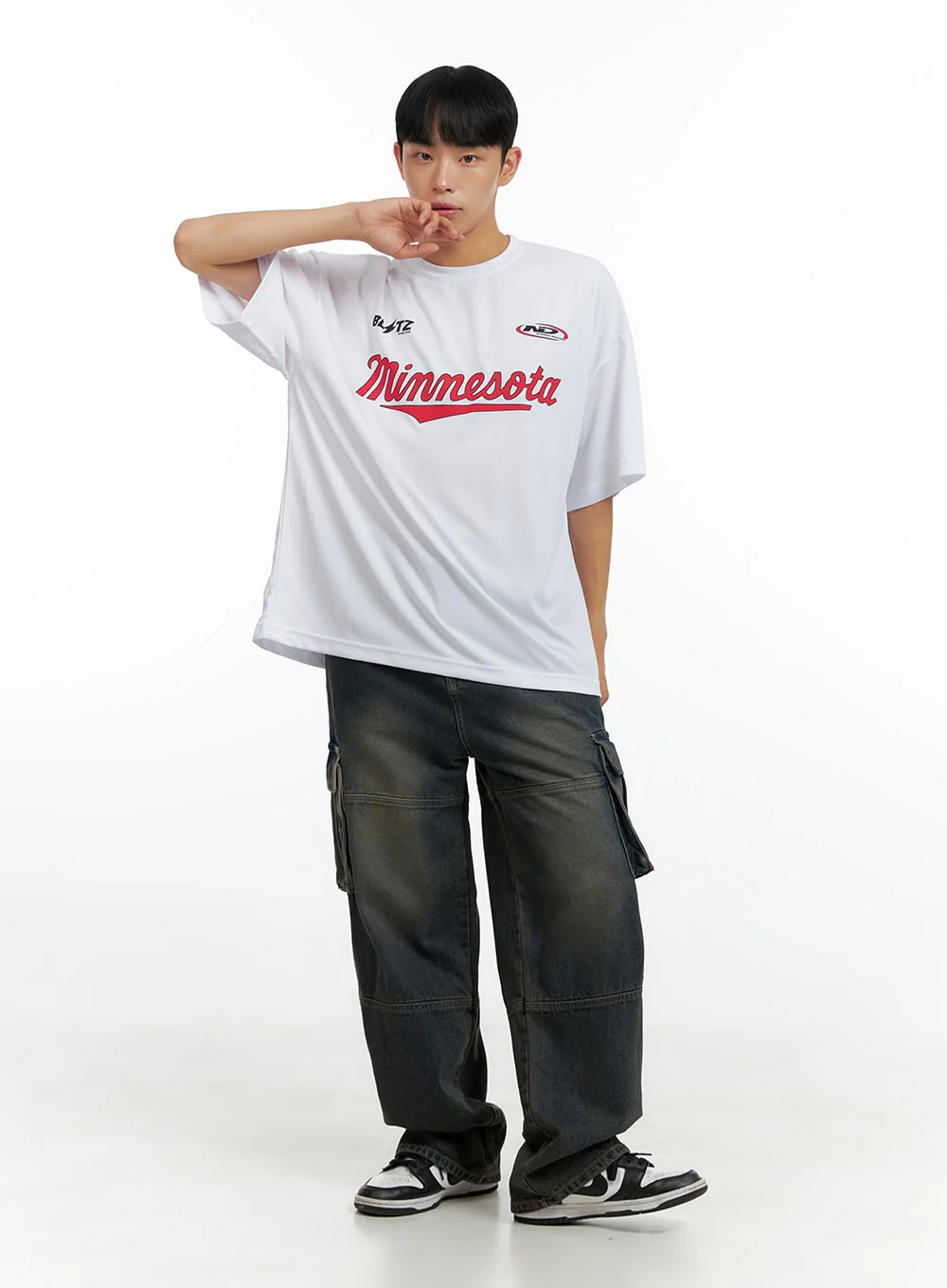 Men's Wide Fit Cargo Stitch Denim Jeans CL429 - Image 2