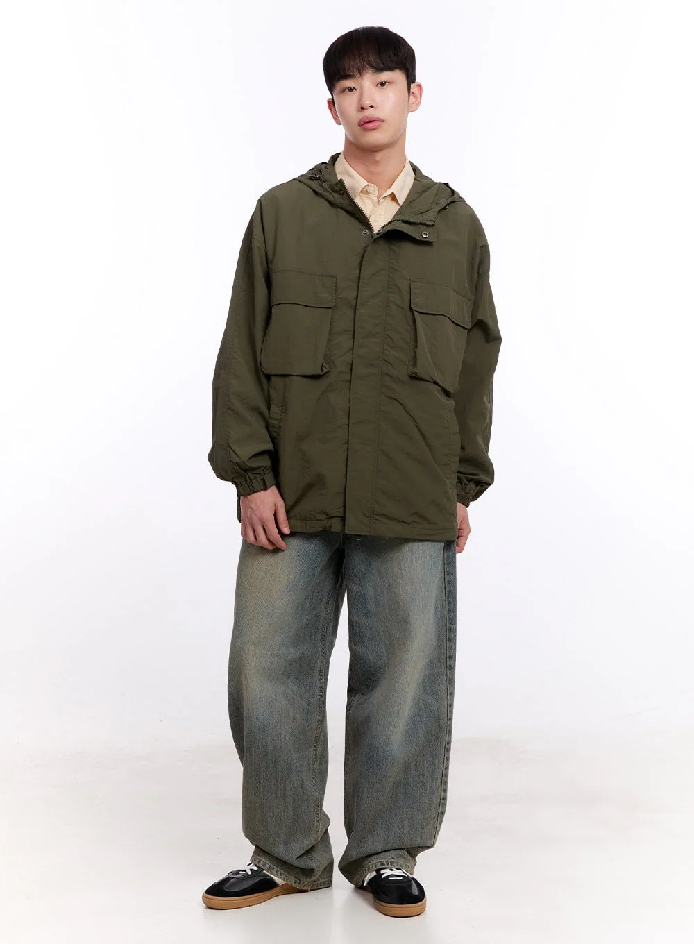 Men's Wide-Fit Washed Baggy Jeans IM512 - Image 11
