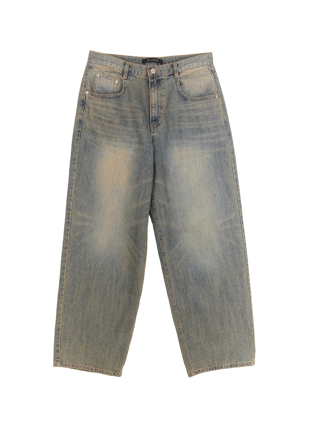 Men's Wide-Fit Washed Baggy Jeans IM512 - Image 12