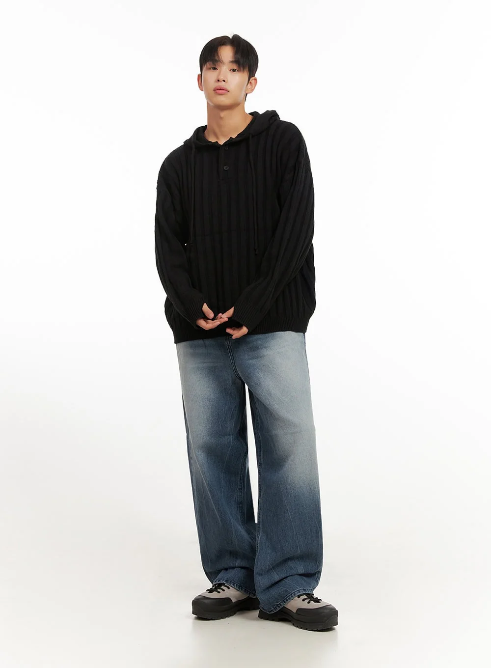 Men's Wide-Fit Washed Denim Jeans ID406 - Image 3