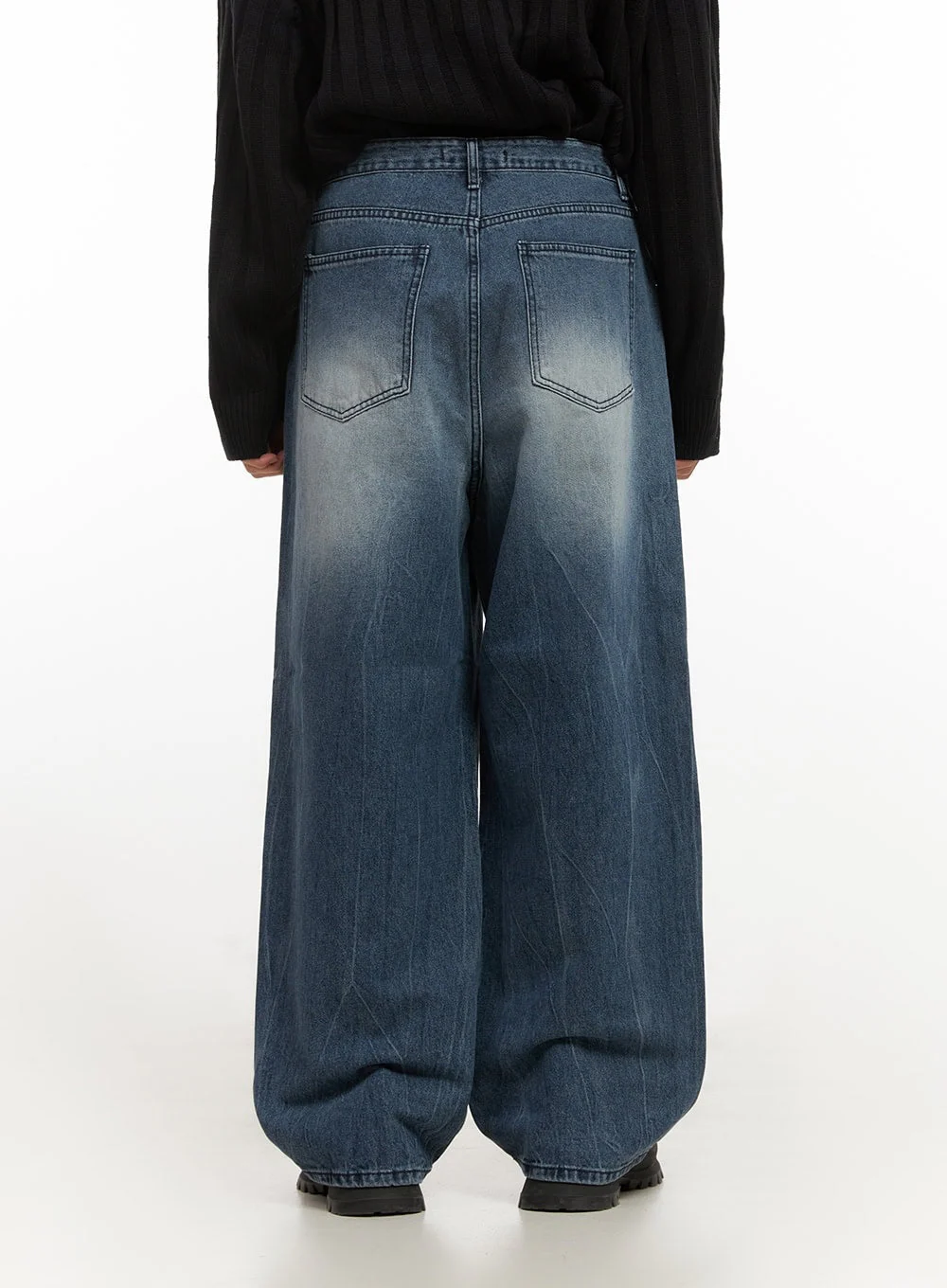 Men's Wide-Fit Washed Denim Jeans ID406 - Image 5