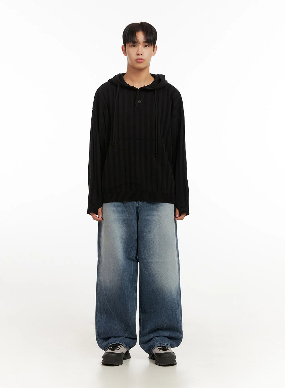 Men's Wide-Fit Washed Denim Jeans ID406 - Image 6