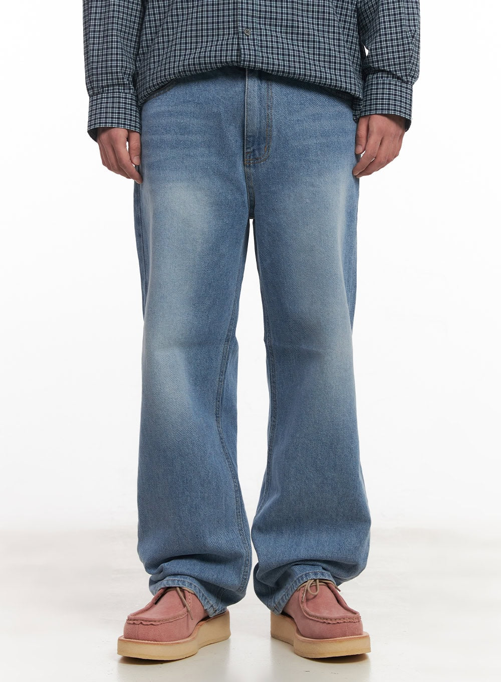 Men's Wide-Fit Washed Jeans IM517 - Image 2