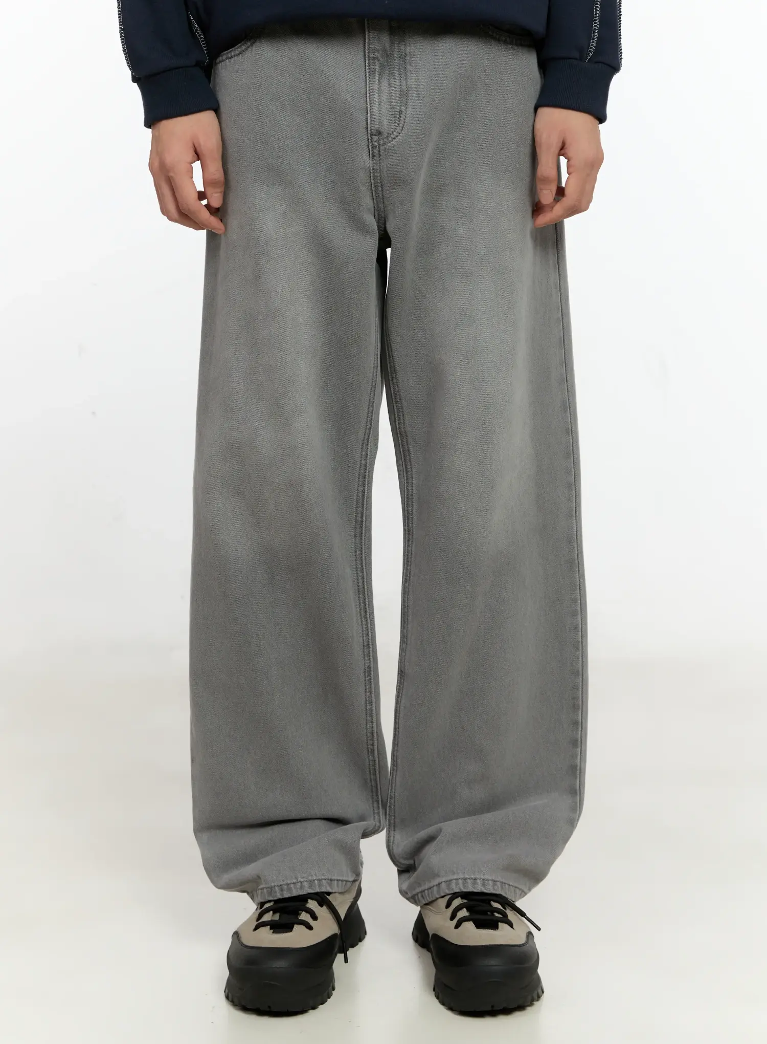 Men's Wide-Leg Denim Jeans (Gray) IO531