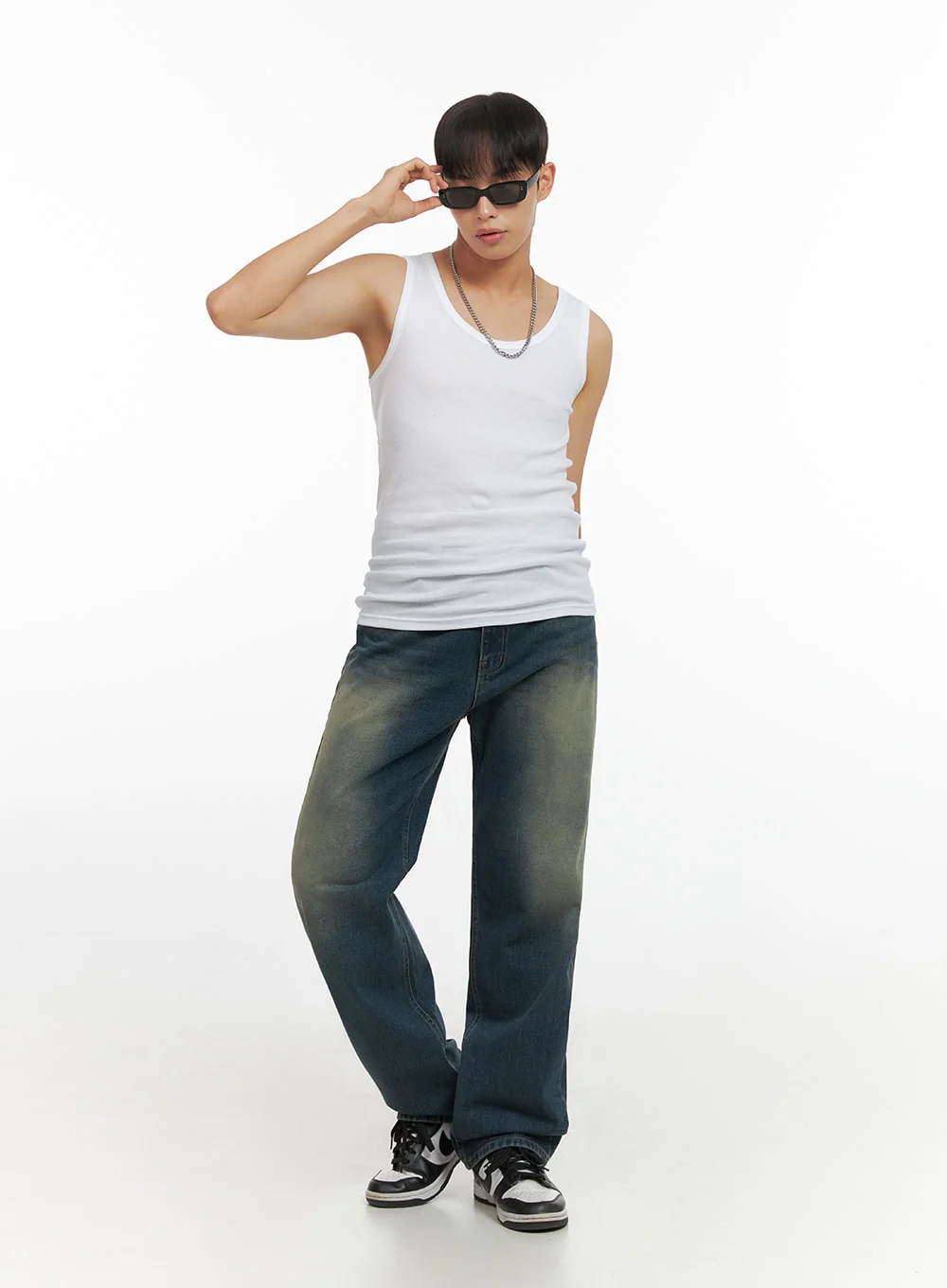 Men's Wide Leg Denim Jeans IO420 - Image 6