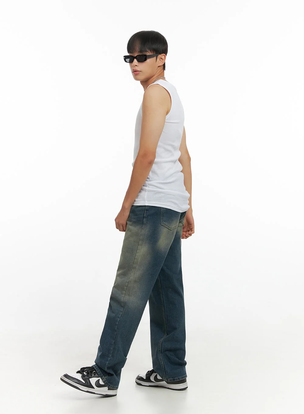 Men's Wide Leg Denim Jeans IO420 - Image 7