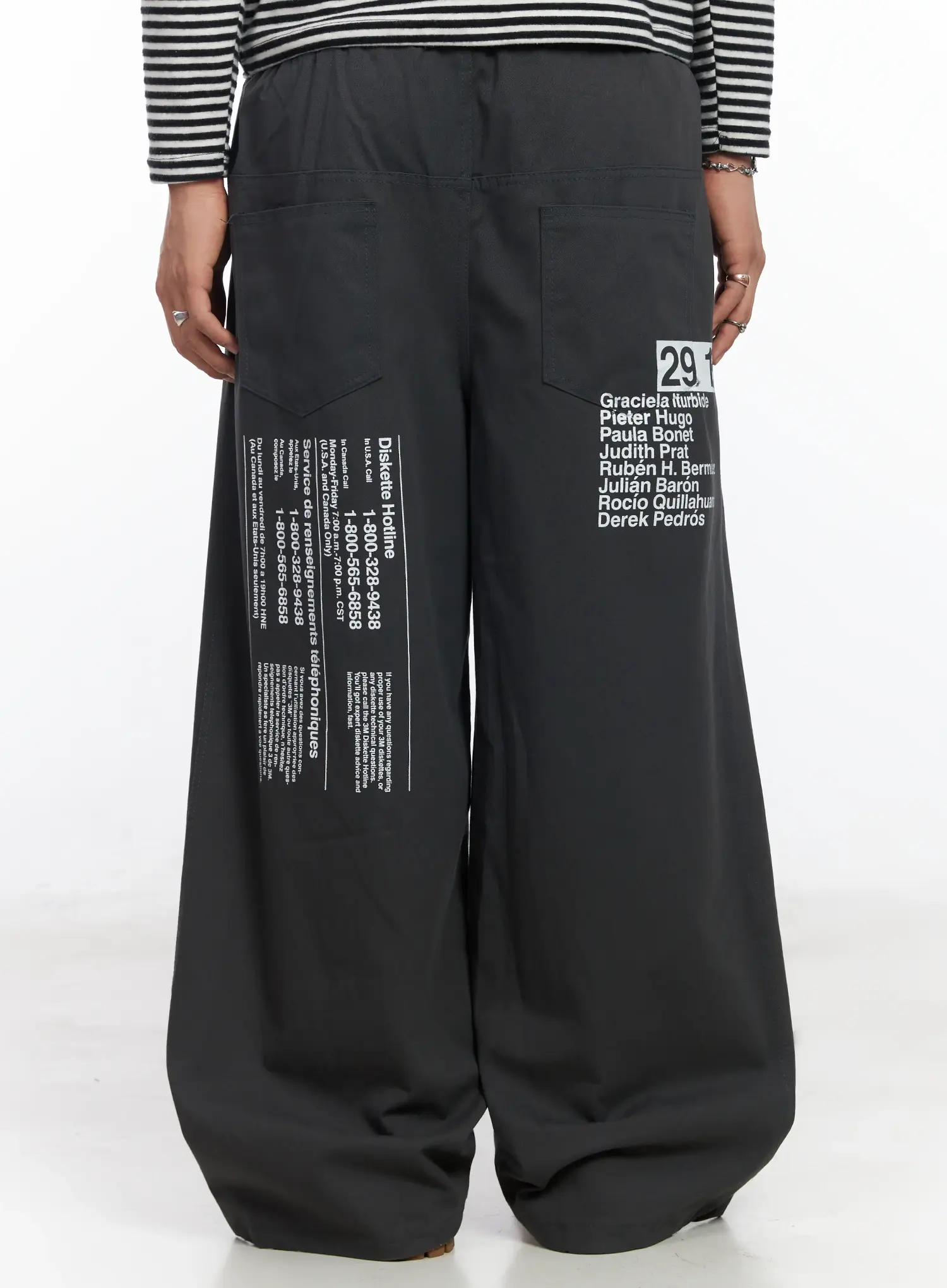 Men's Wide Leg Graphic Cotton Pants IJ527