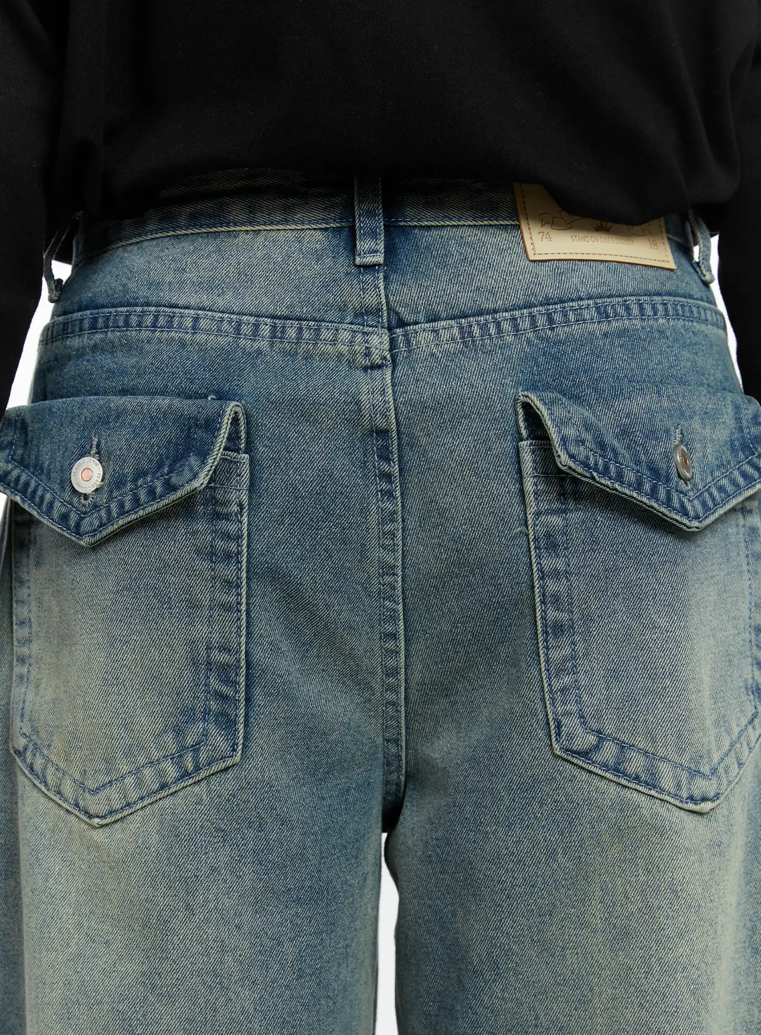 Men's Wide Leg Vintage Style Jeans IF510 - Image 2