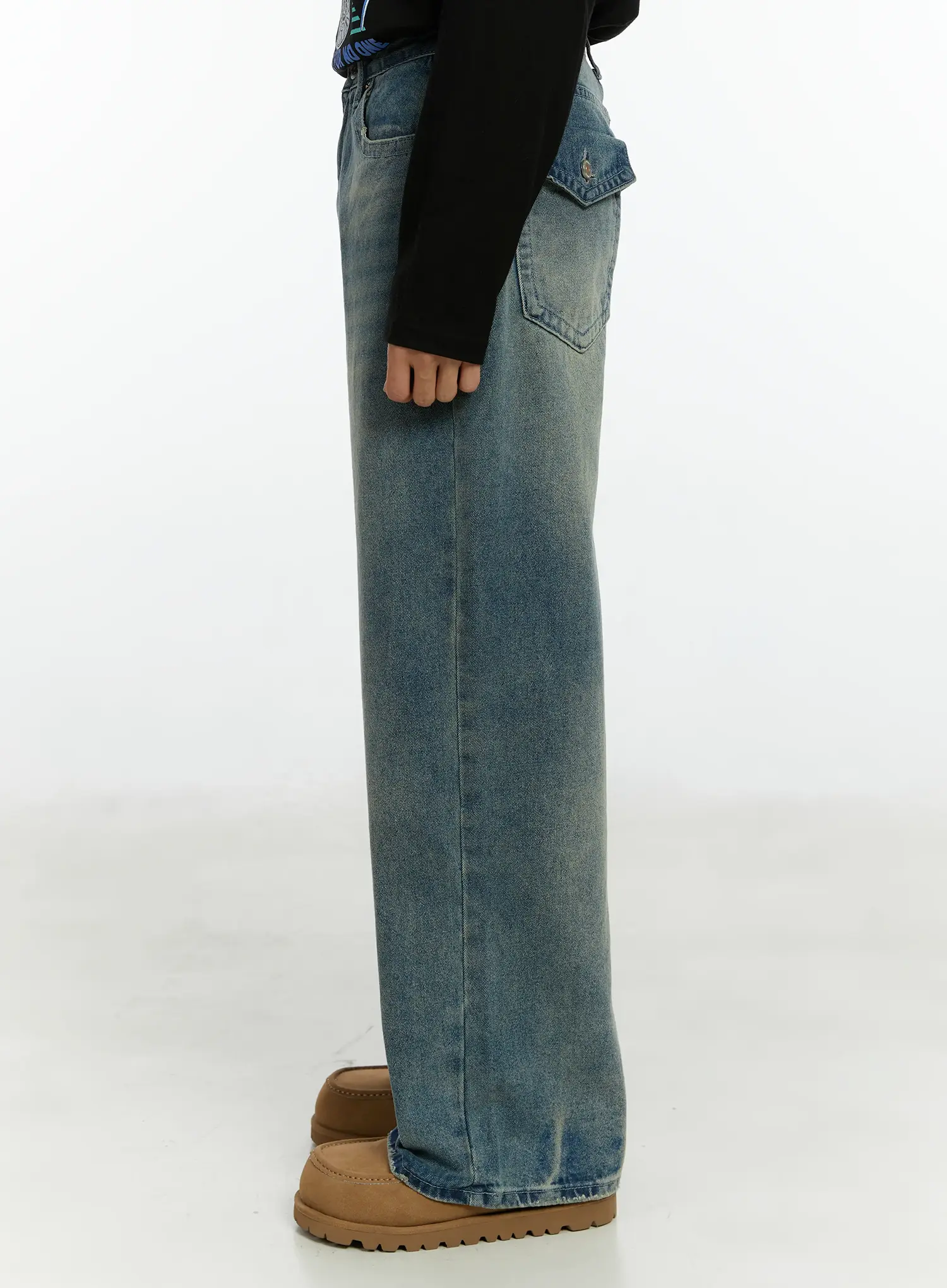 Men's Wide Leg Vintage Style Jeans IF510 - Image 8