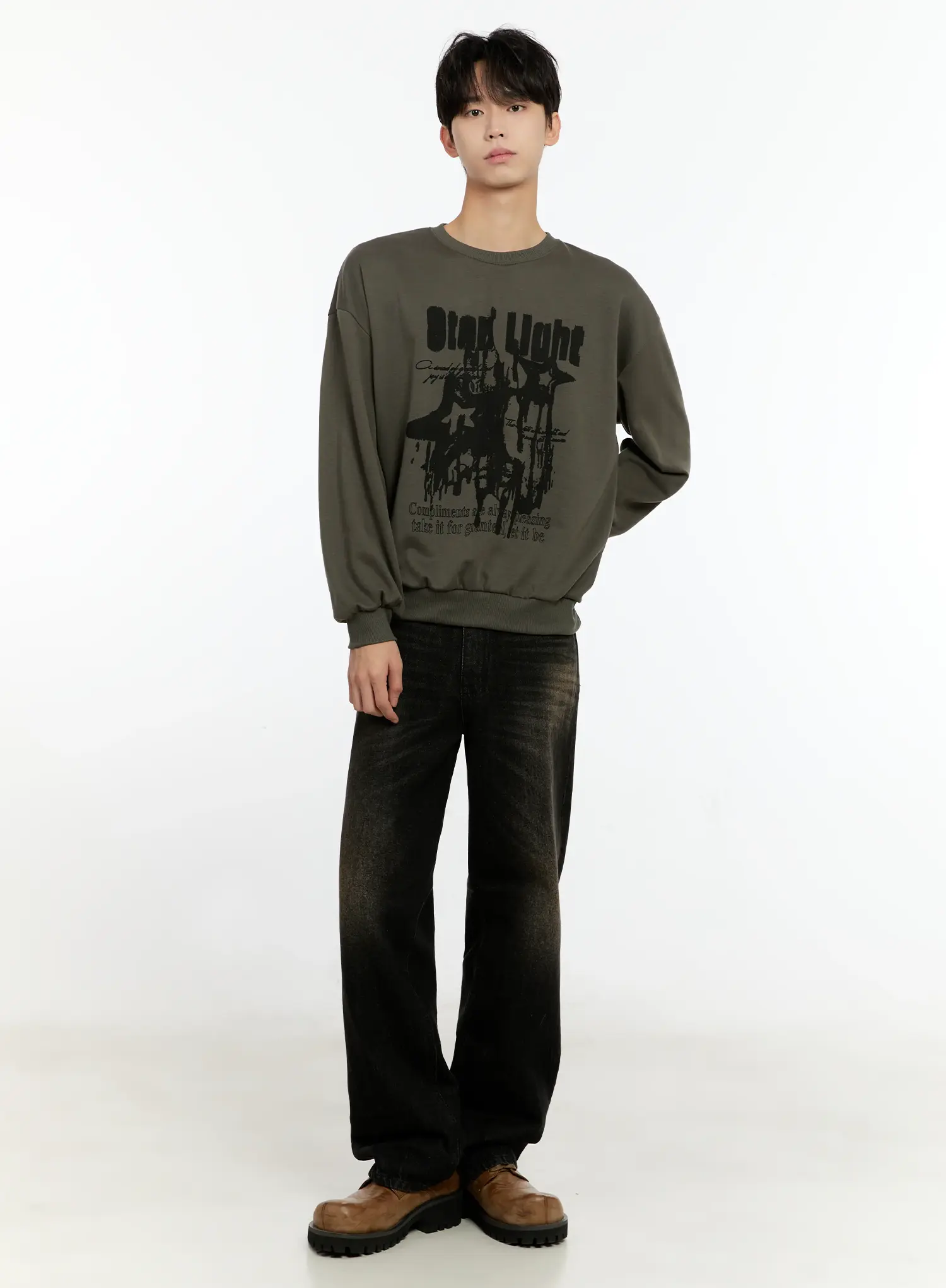 Men's Wide-Leg Washed Black Denim Jeans IO531 - Image 10