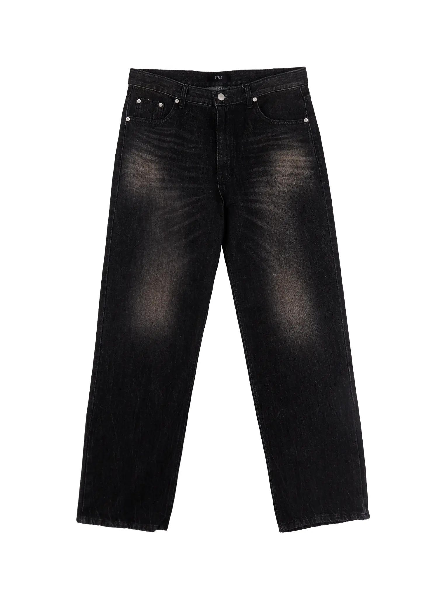 Men's Wide-Leg Washed Black Denim Jeans IO531 - Image 11