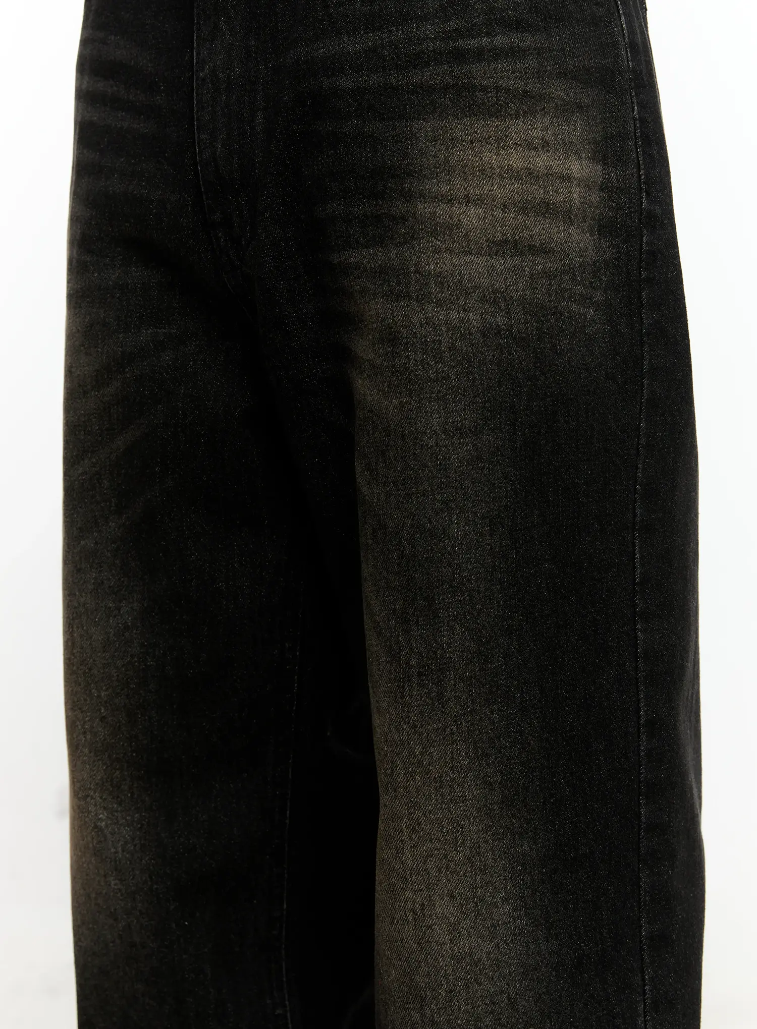 Men's Wide-Leg Washed Black Denim Jeans IO531 - Image 5