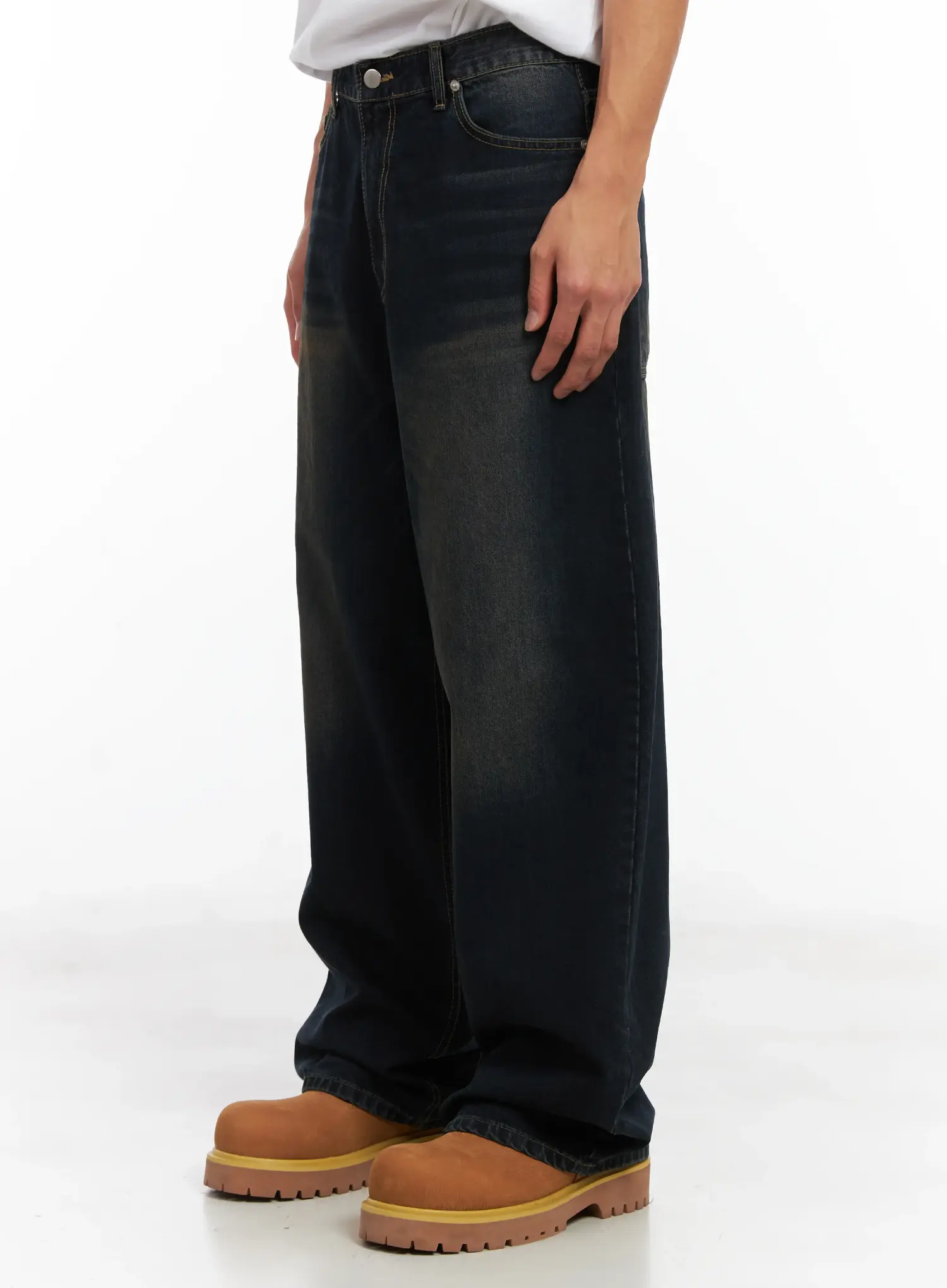 Men's Wide Leg Washed Jeans ID511 - Image 4