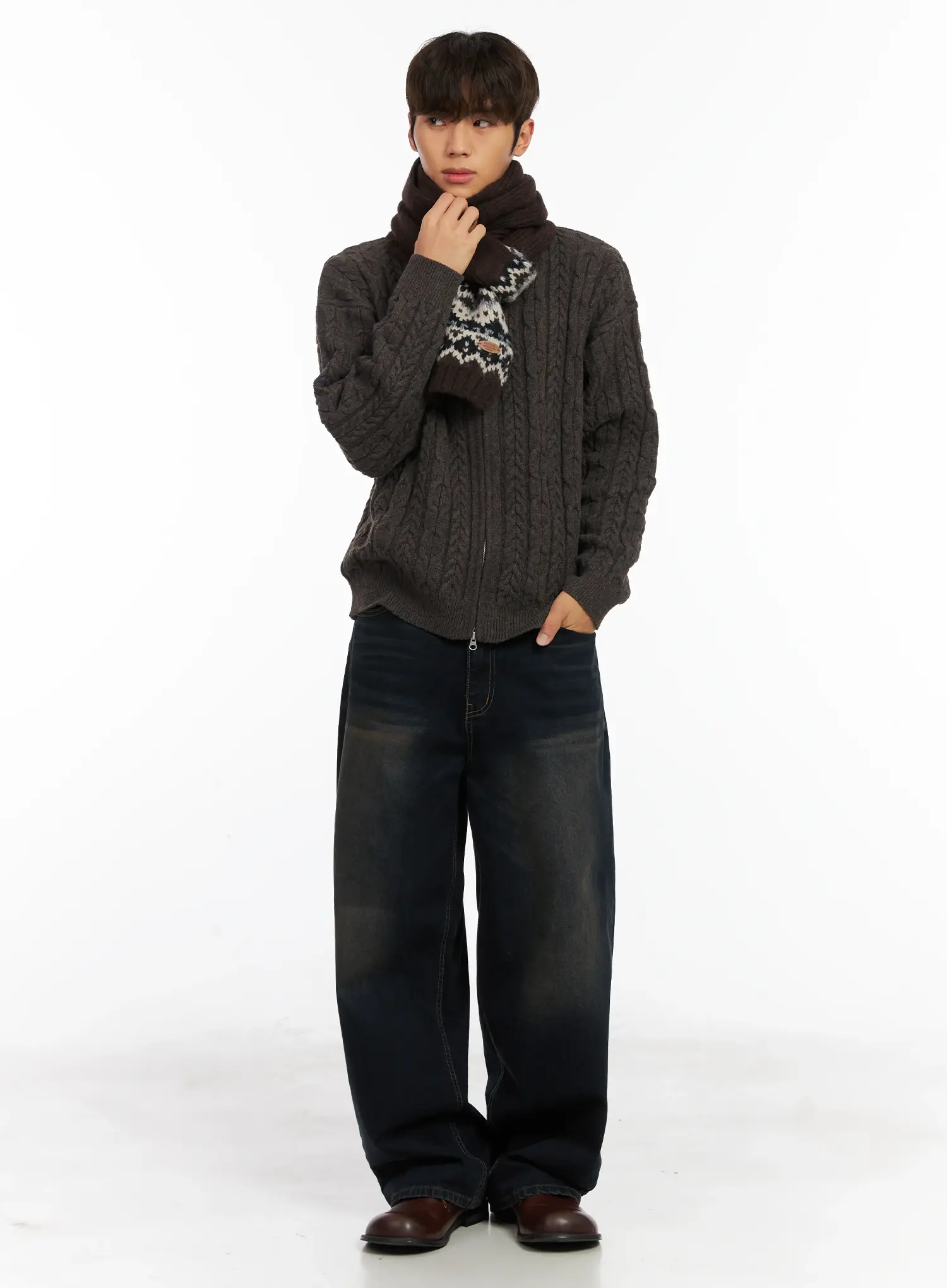 Men's Wide Leg Washed Jeans ID511 - Image 7