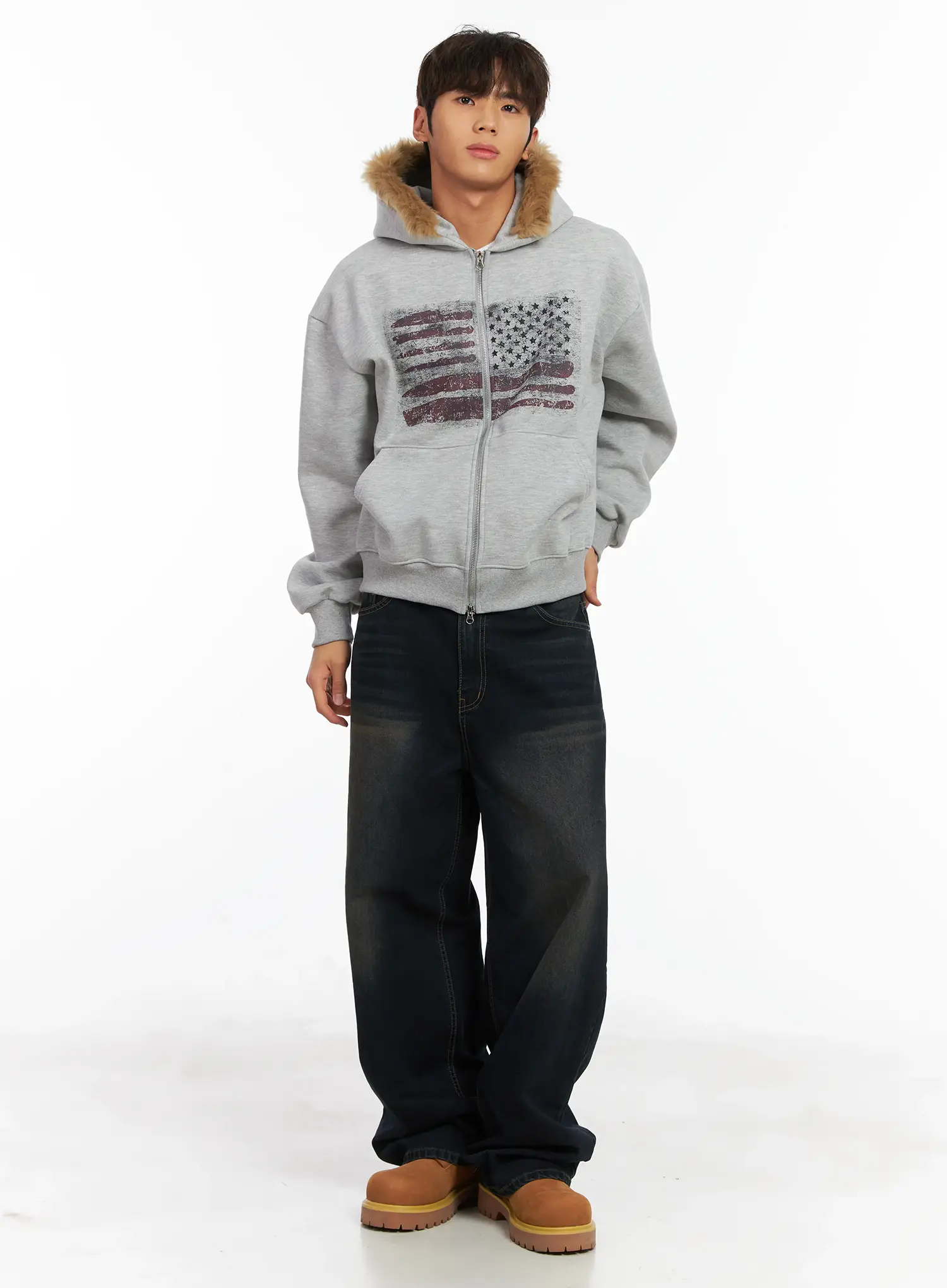 Men's Wide Leg Washed Jeans ID511 - Image 8