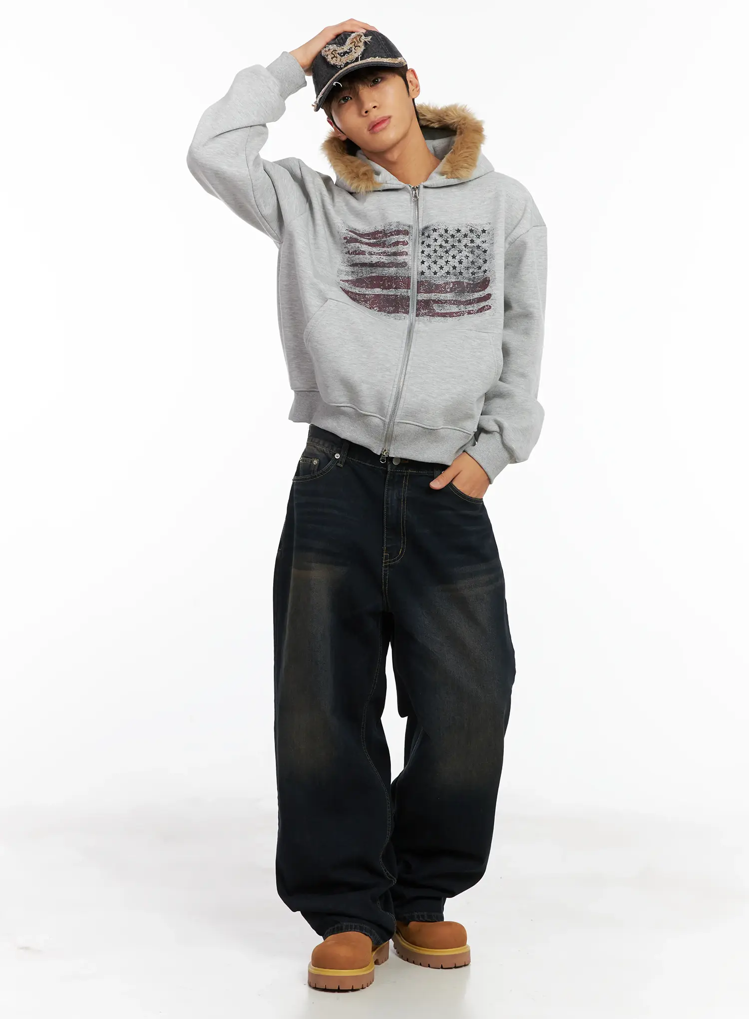 Men's Wide Leg Washed Jeans ID511 - Image 9