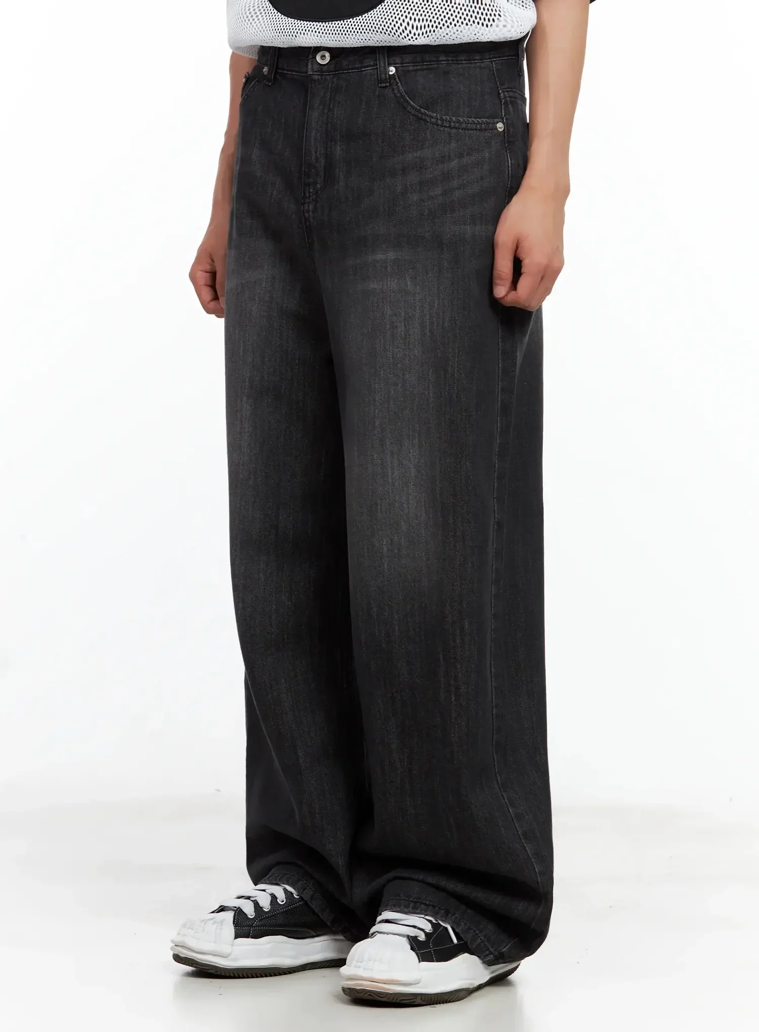 Men's Wide-Leg Washed Jeans IL516 - Image 11