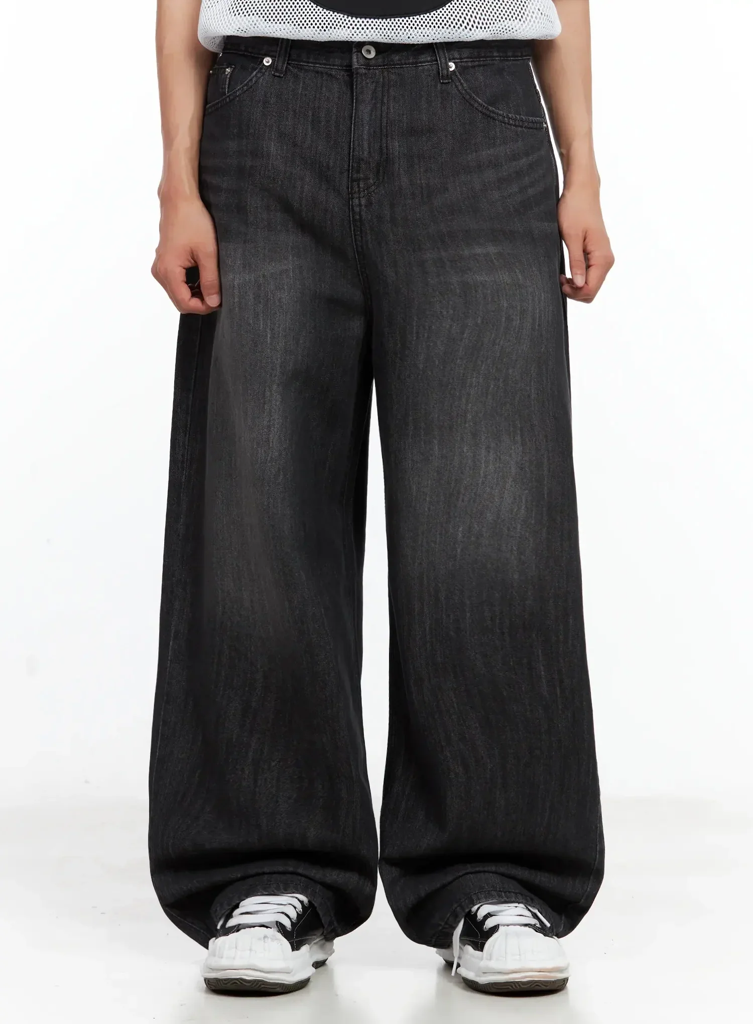 Men's Wide-Leg Washed Jeans IL516 - Image 14