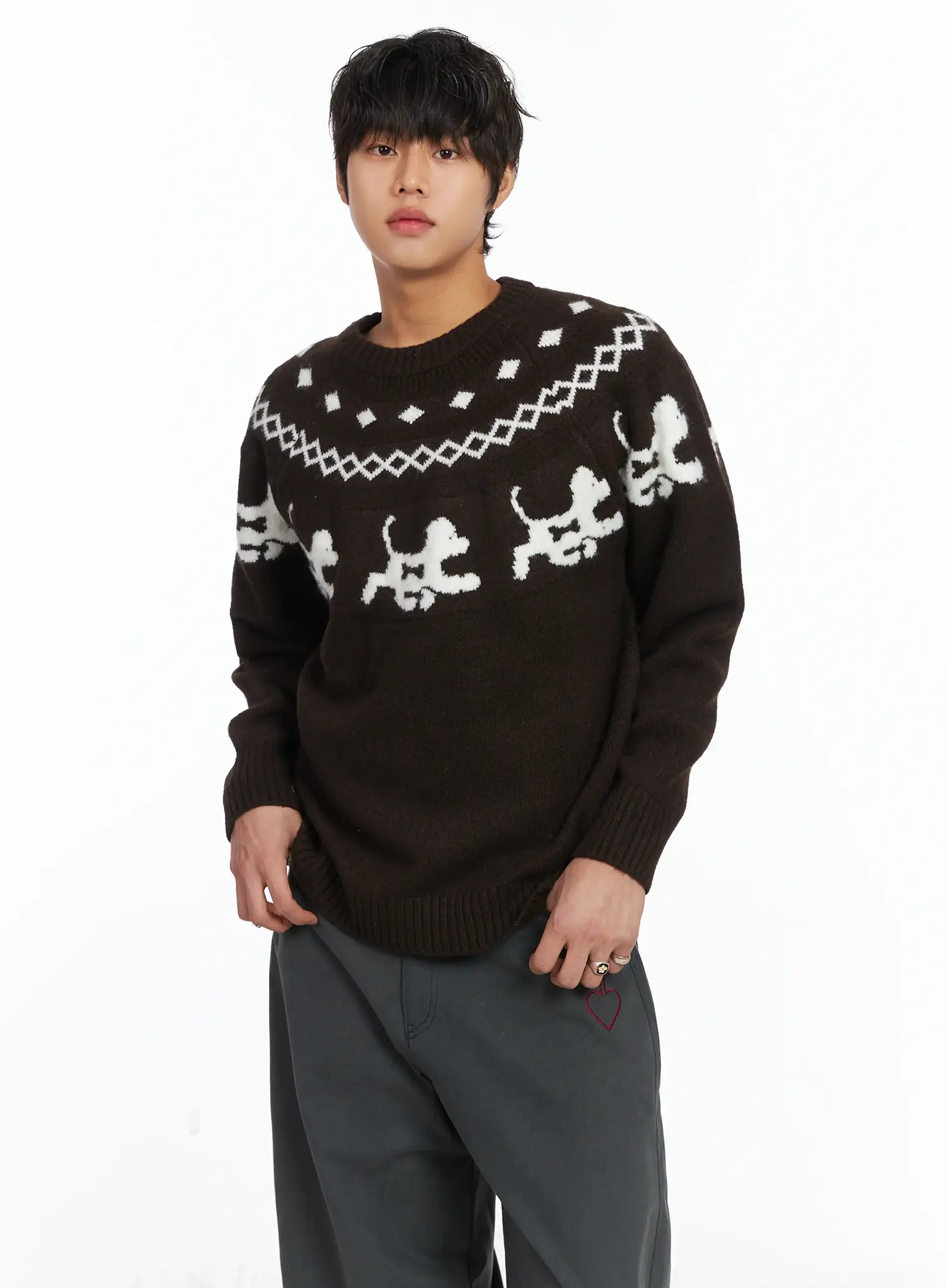 Men's Winter Graphic Wool Knit IJ512 - Image 2