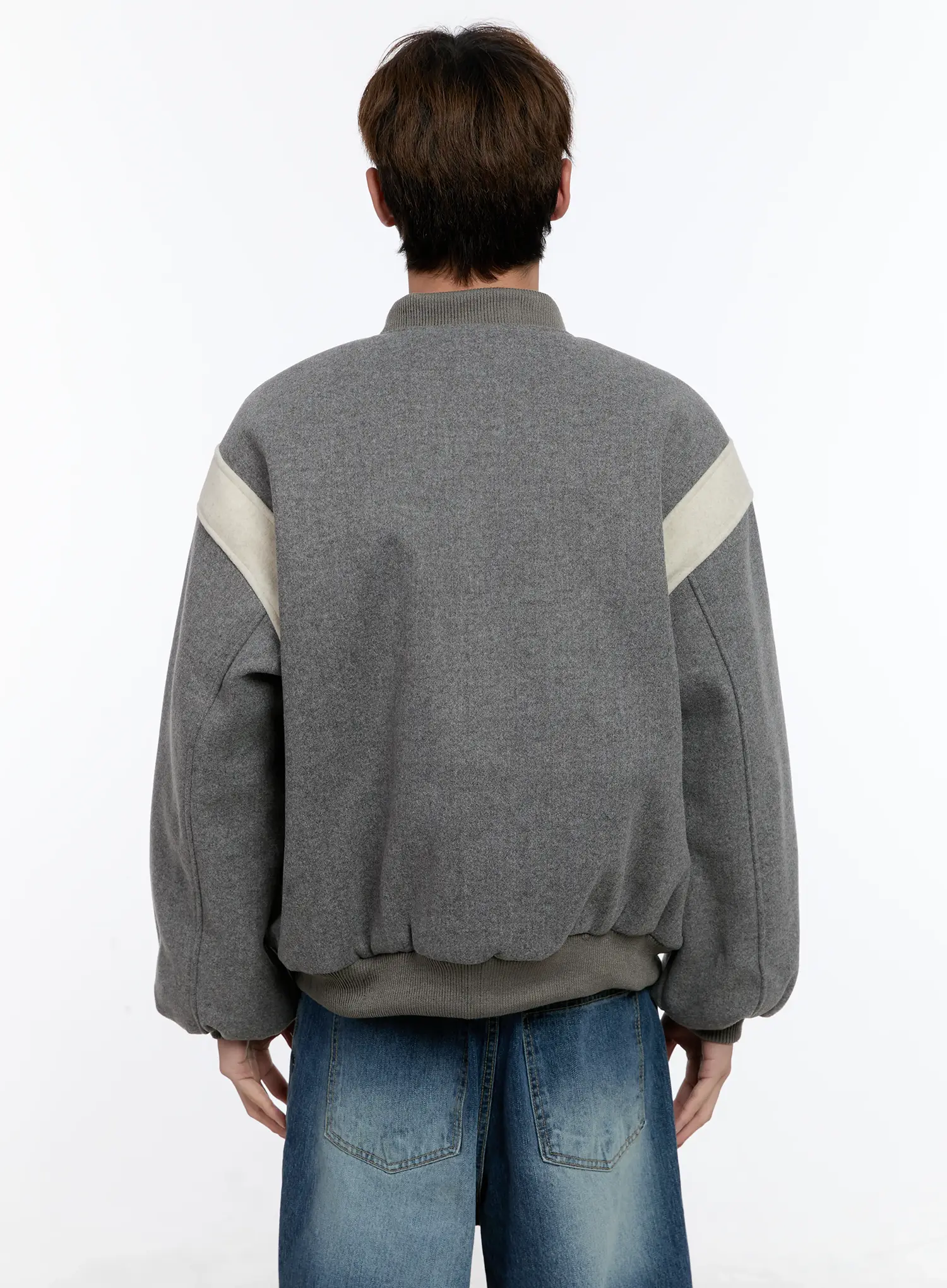 Men's Wool Blended Bomber Jacket IN512 - Image 5
