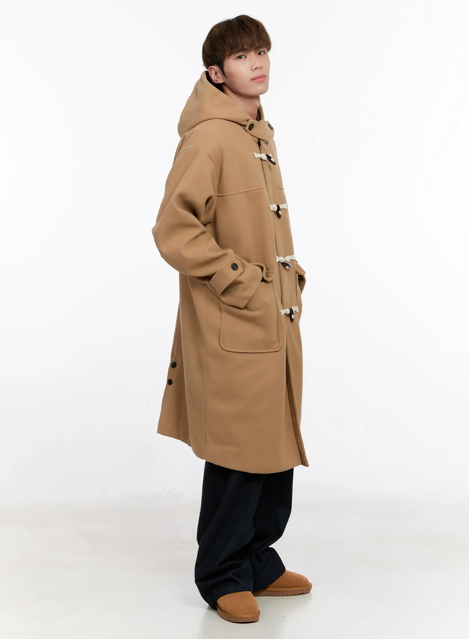 Men's Wool Blended Long Toggle Coat IN512 - Image 10