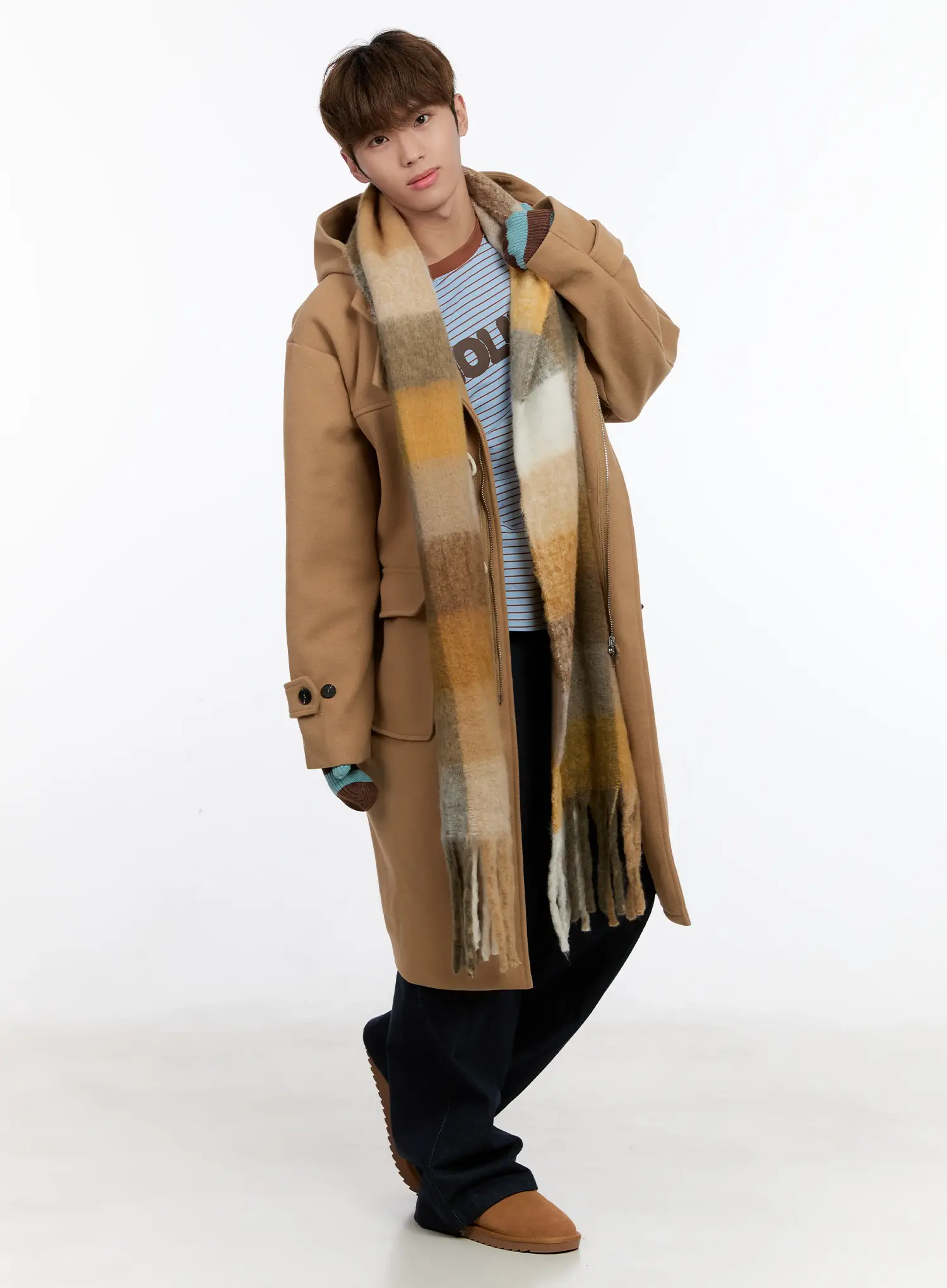 Men's Wool Blended Long Toggle Coat IN512 - Image 11