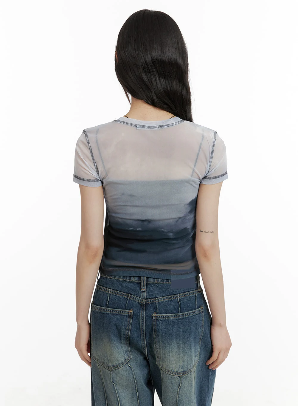 Mesh Graphic Cropped Tee CA412 - Image 5