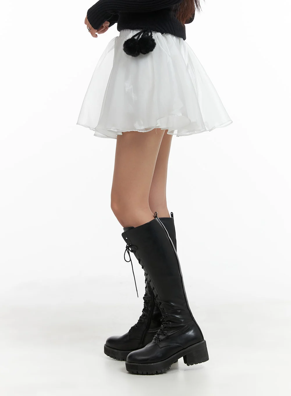 Mesh Layered Flare Banded Mini Skirt CM425 - Image 4