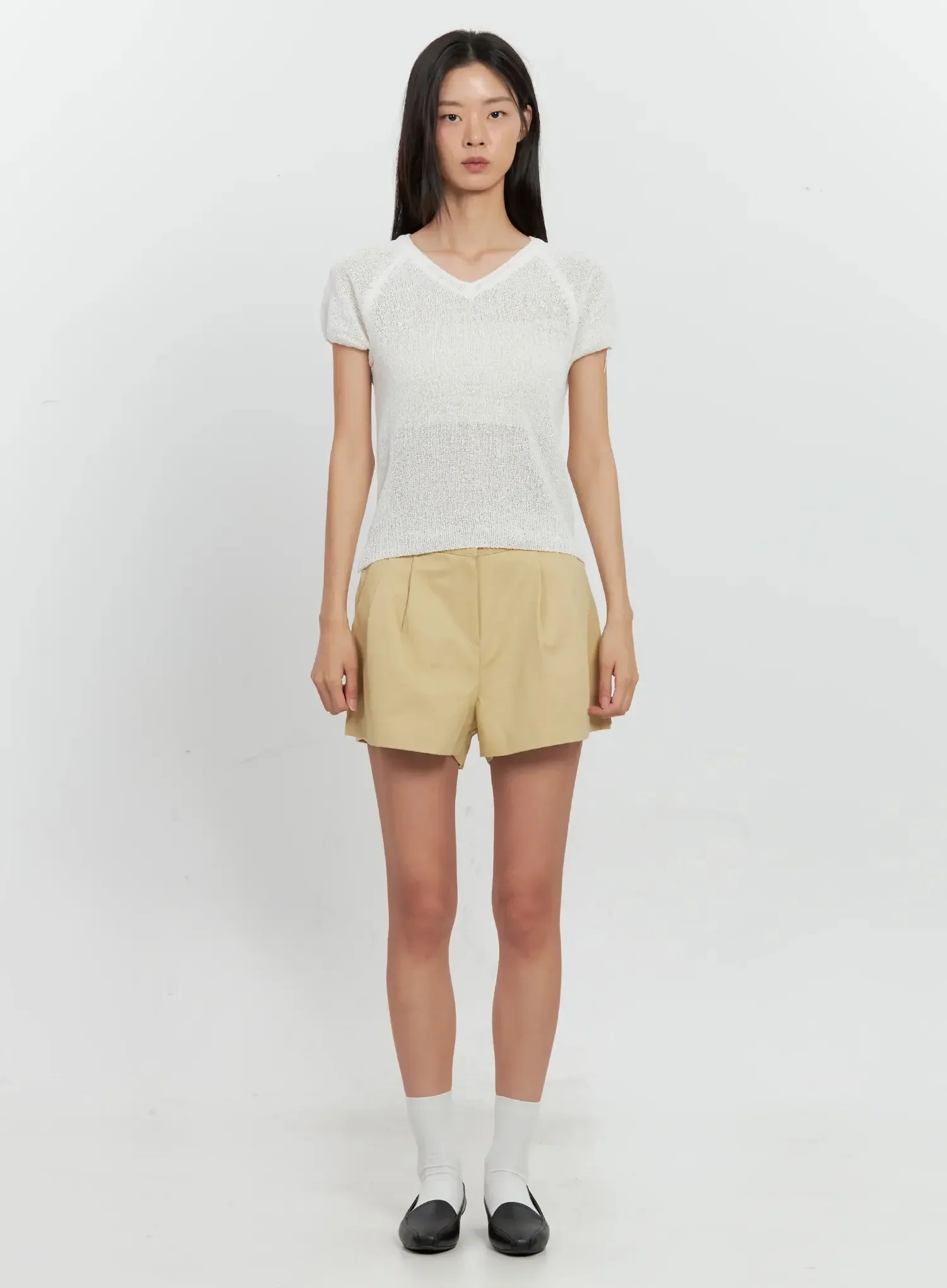 Mesh V-Neck Short-Sleeve Top IL528 - Image 4