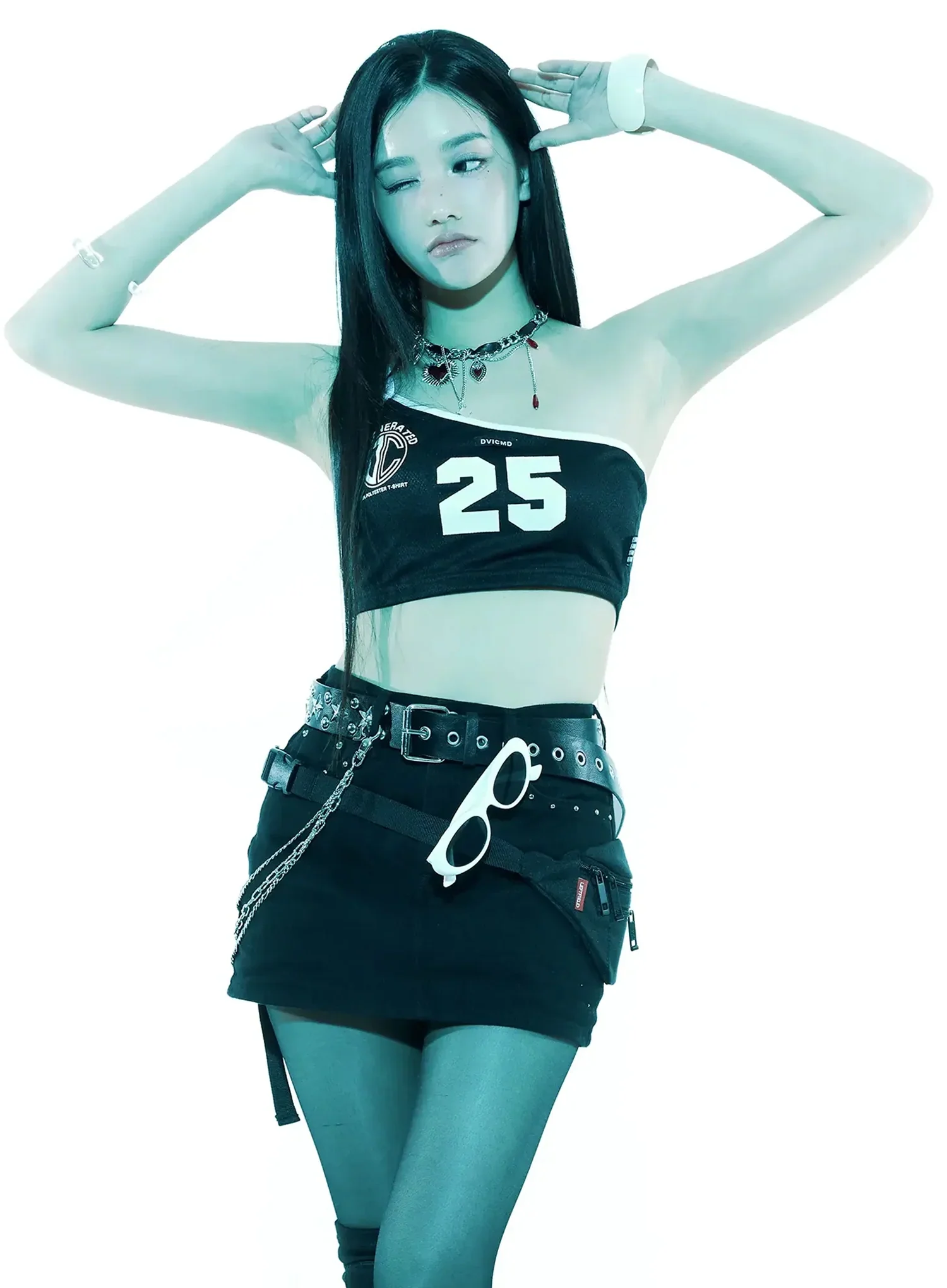 Mesh Varsity Graphic Crop Top IS525 - Image 10